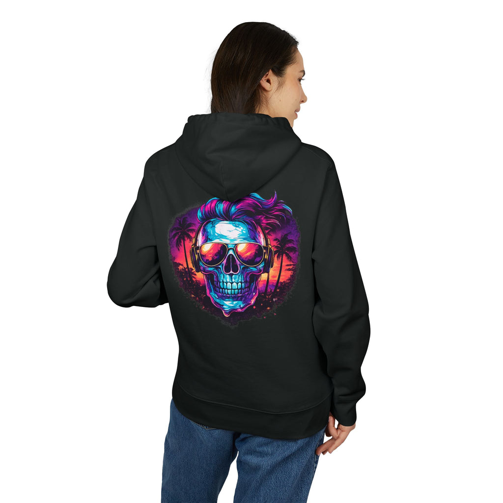 Skull Sunset Hoodie — Retro Neon Beach Skull Graphic Pullover