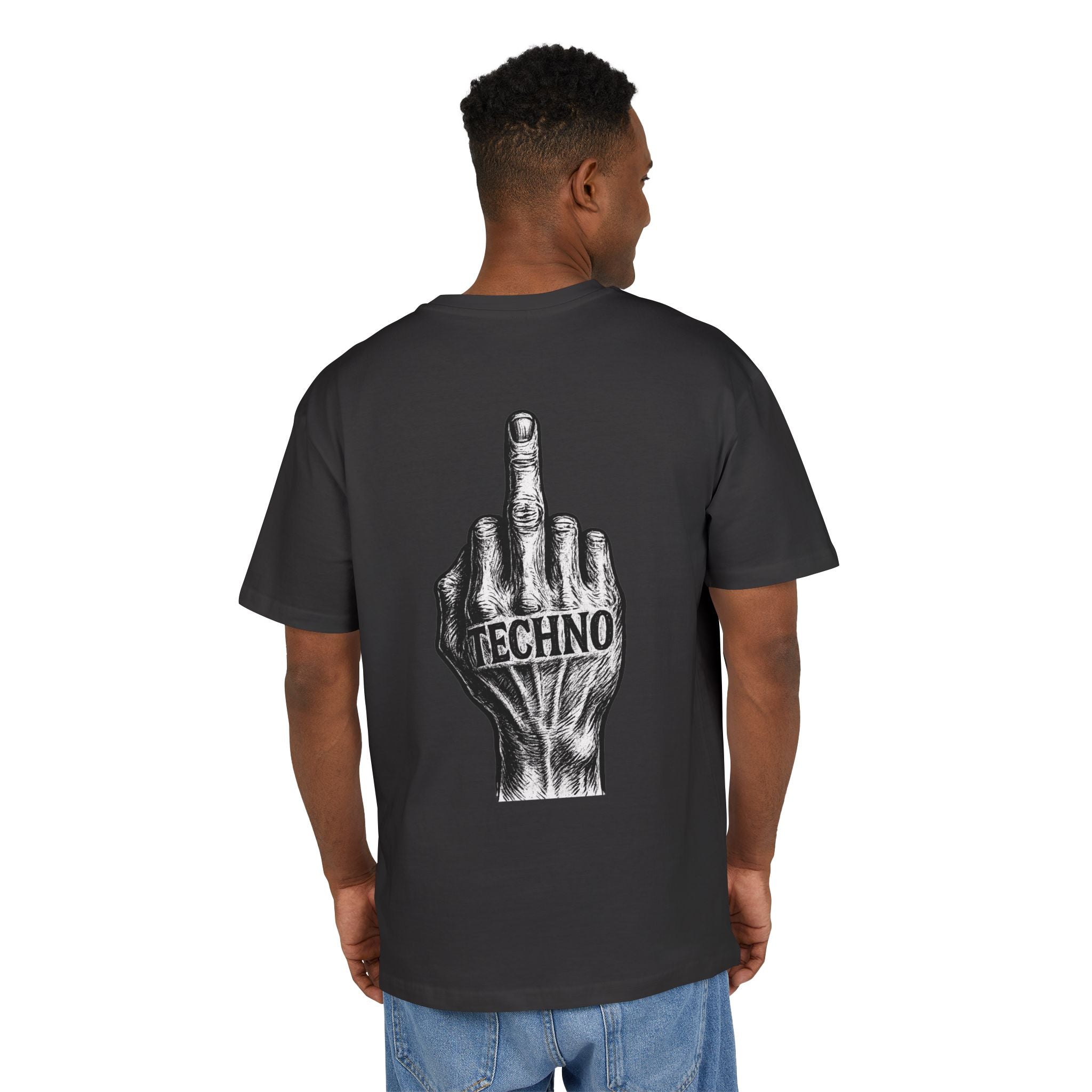 Techno Middle Finger Tee — EPAS Graphic Oversized T-Shirt