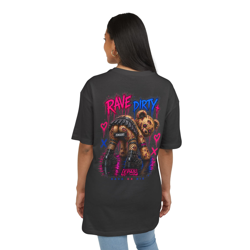 Rave Dirty Oversized Tee — Neon Teddy Graphic Festival T-Shirt