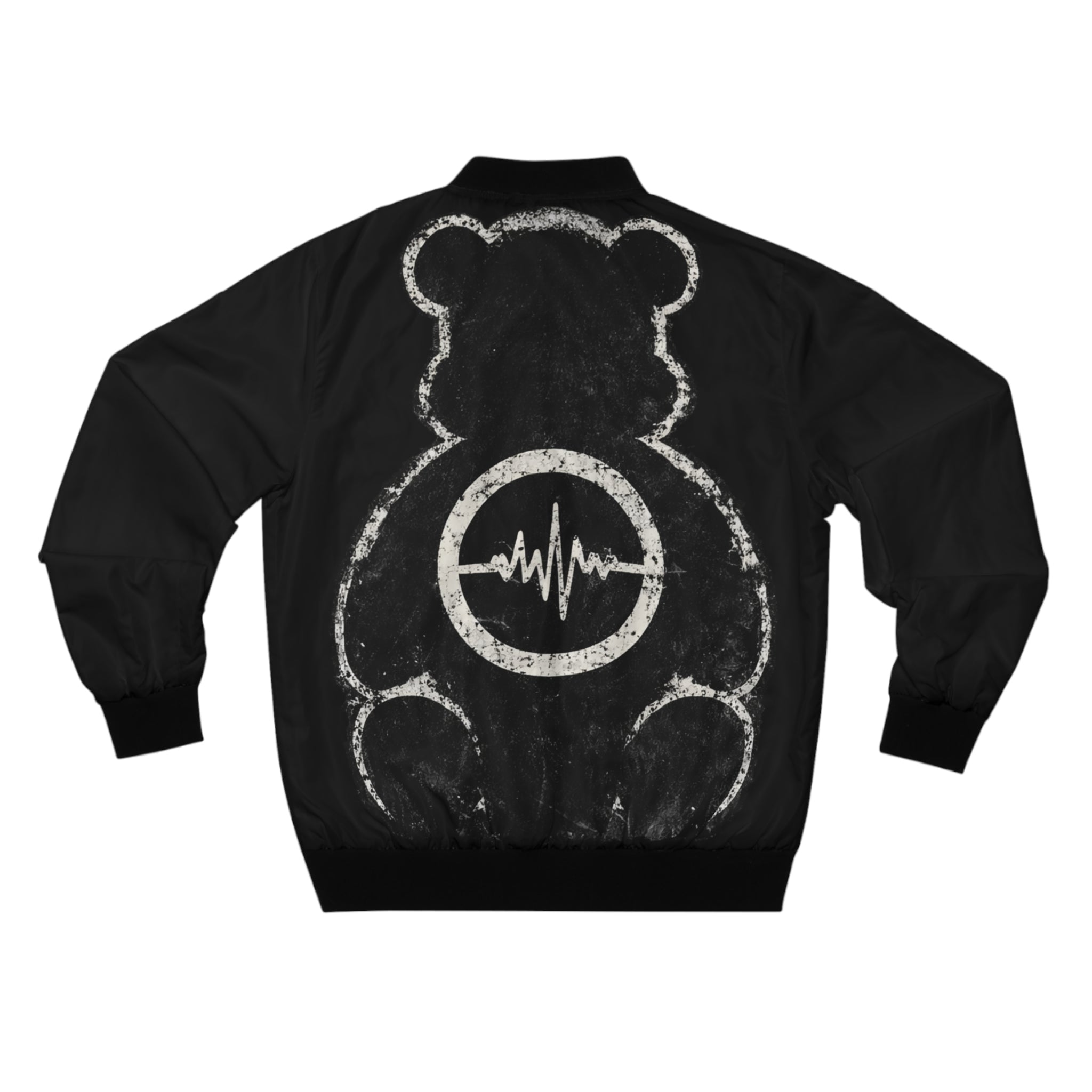 Bear Echo Bomber Jacket — Graphic Men’s Black Bomber with 'EPAS' Chest Logo