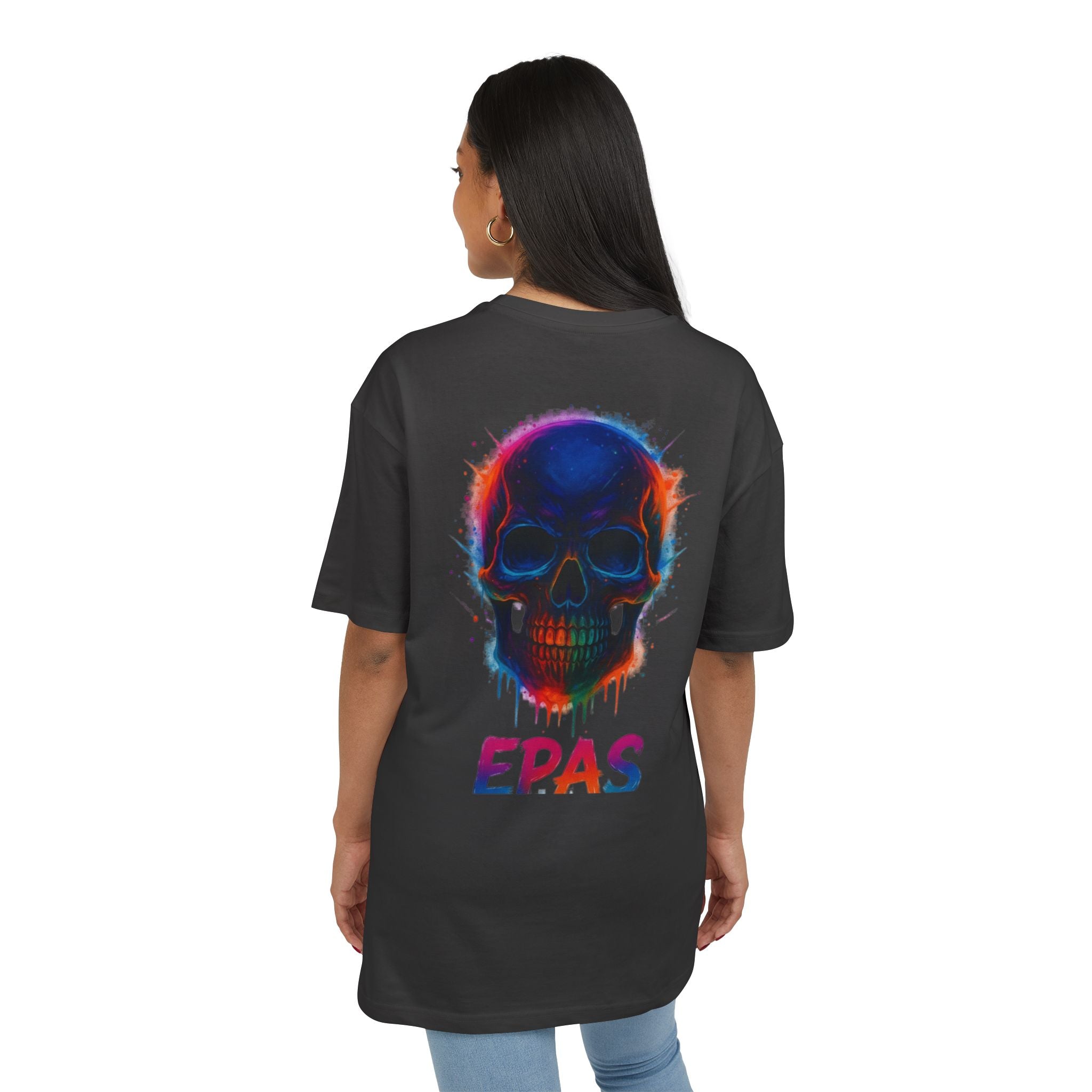 Colorful Skull Graphic Tee, Rave Wear, Festival Shirt, Edgy Streetwear, Unisex Oversized T-Shirt