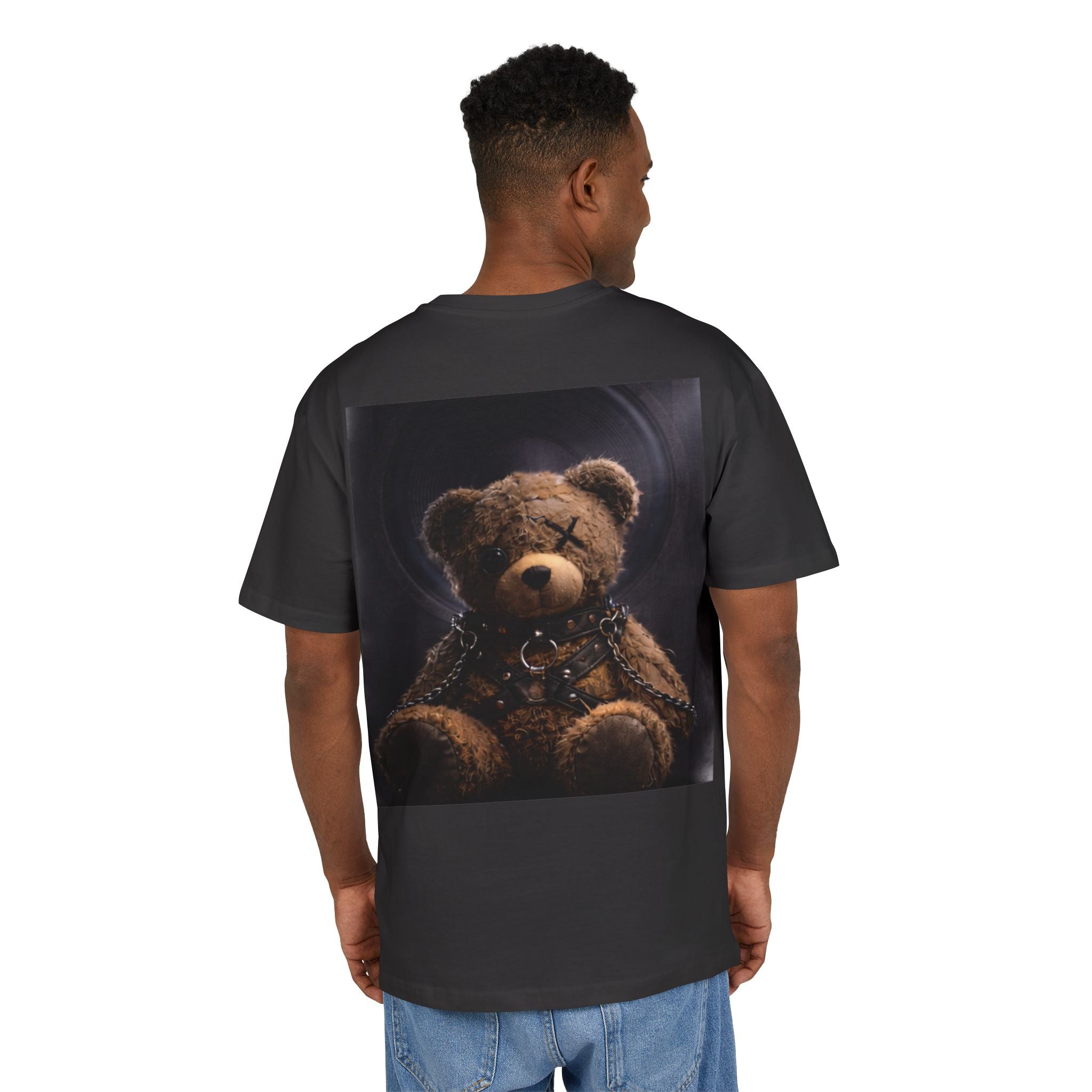 Oversized Tee — Grunge Teddy Bear Graphic Back Print