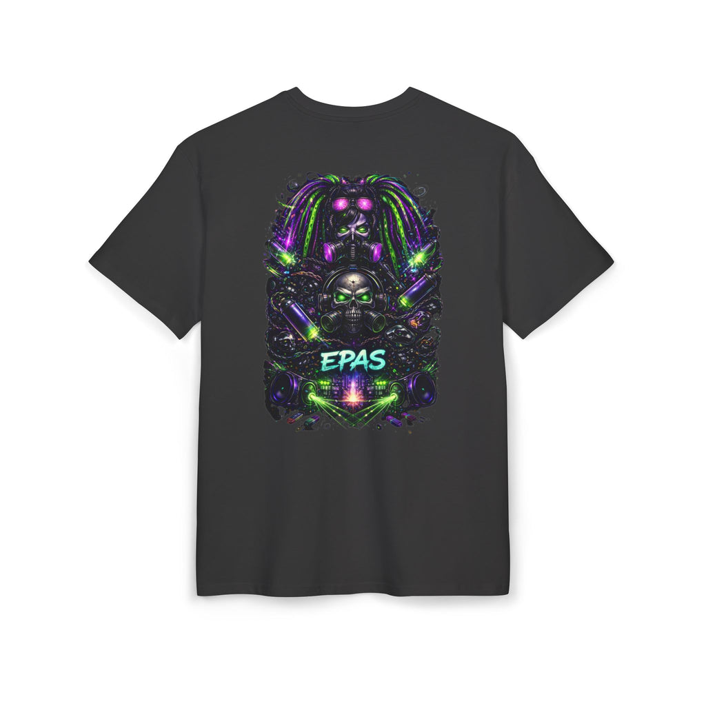 Oversized Tee — Neon Cyber Skull Graphic “EPAS” Streetwear