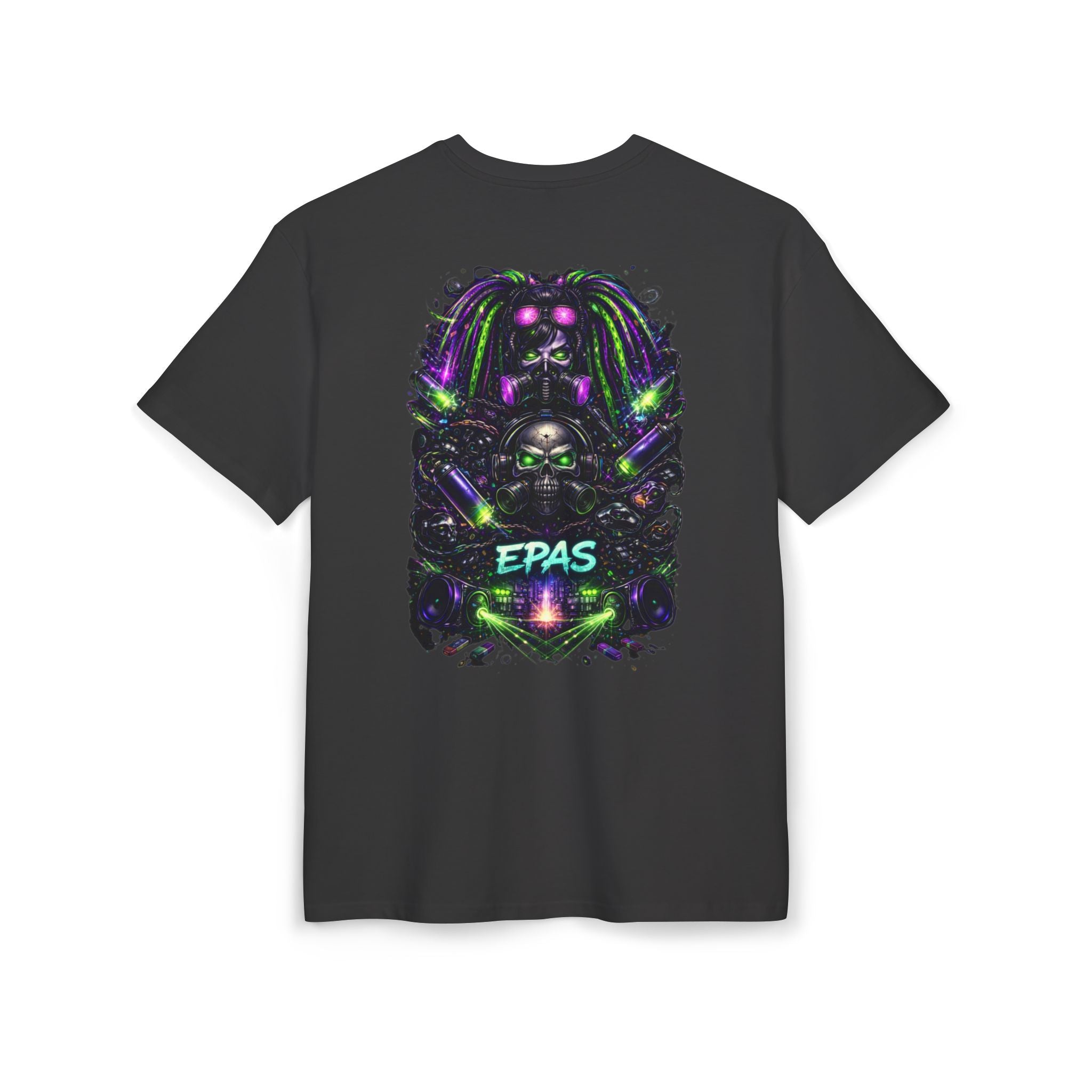 Oversized Tee — Neon Cyber Skull Graphic “EPAS” Streetwear