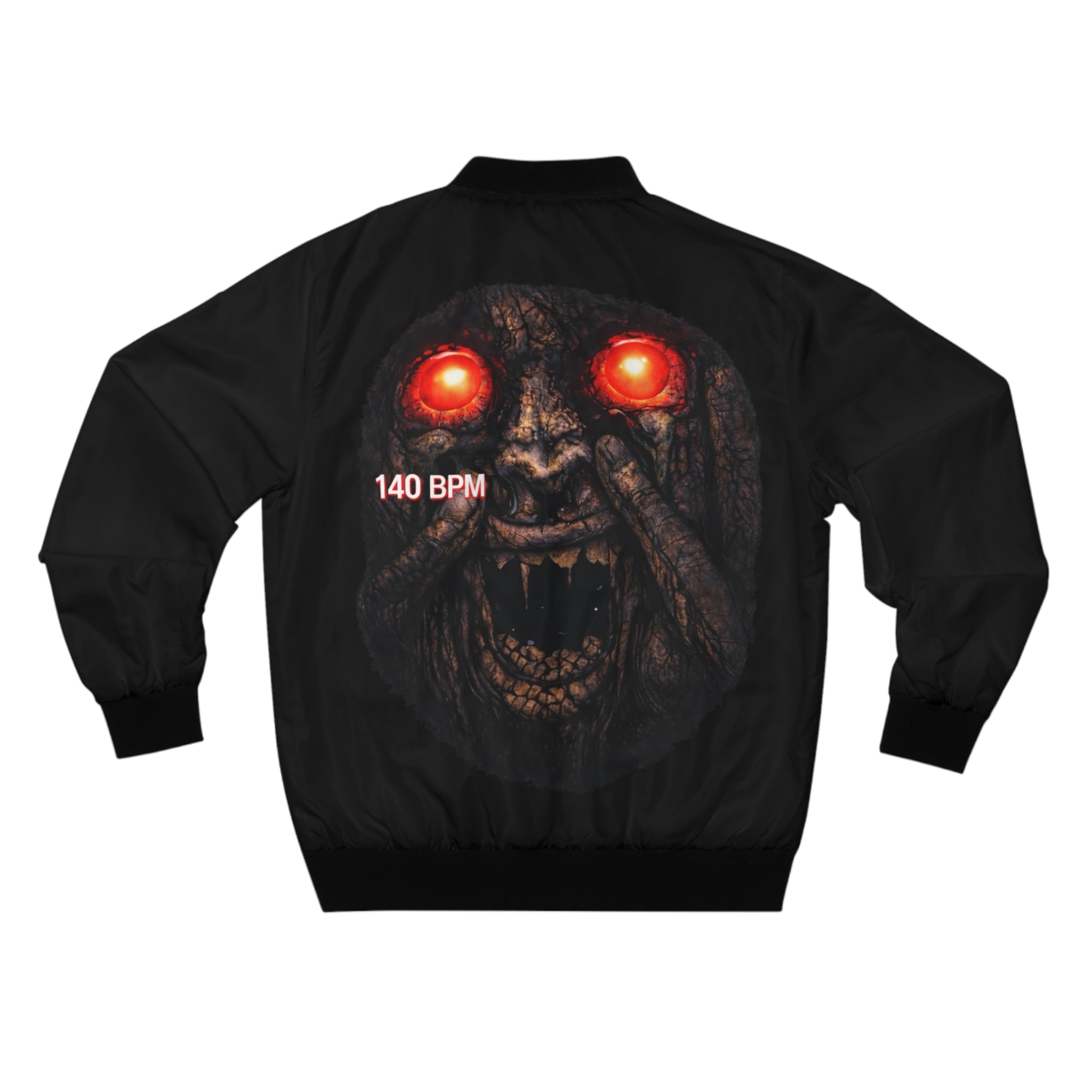 Horror Face Bomber Jacket — ’140 BPM’ Gothic Graphic Men’s Bomber