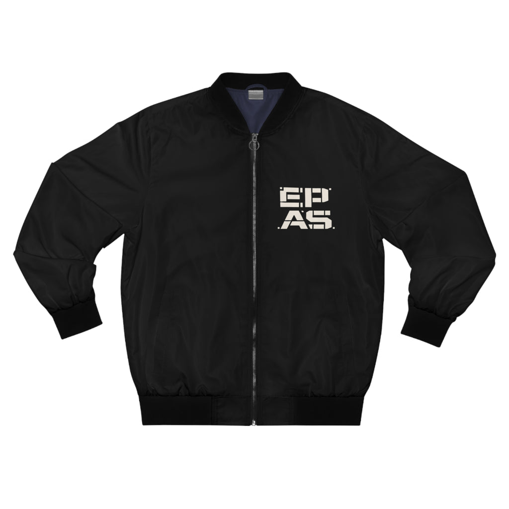 Bomber Jacket — Distressed Glitch Sad Face Graphic