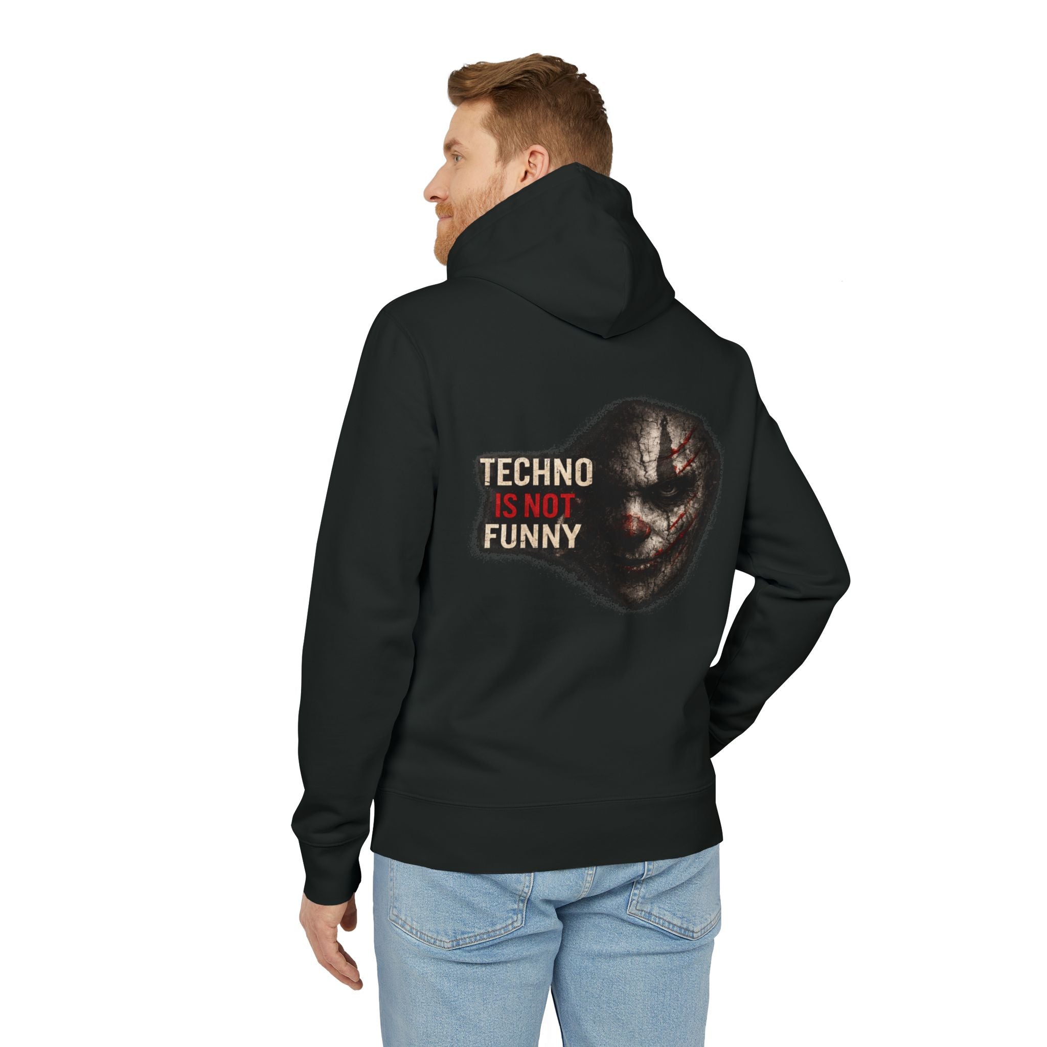 Techno Is Not Funny Hoodie — Edgy Goth Rave Graphic Pullover