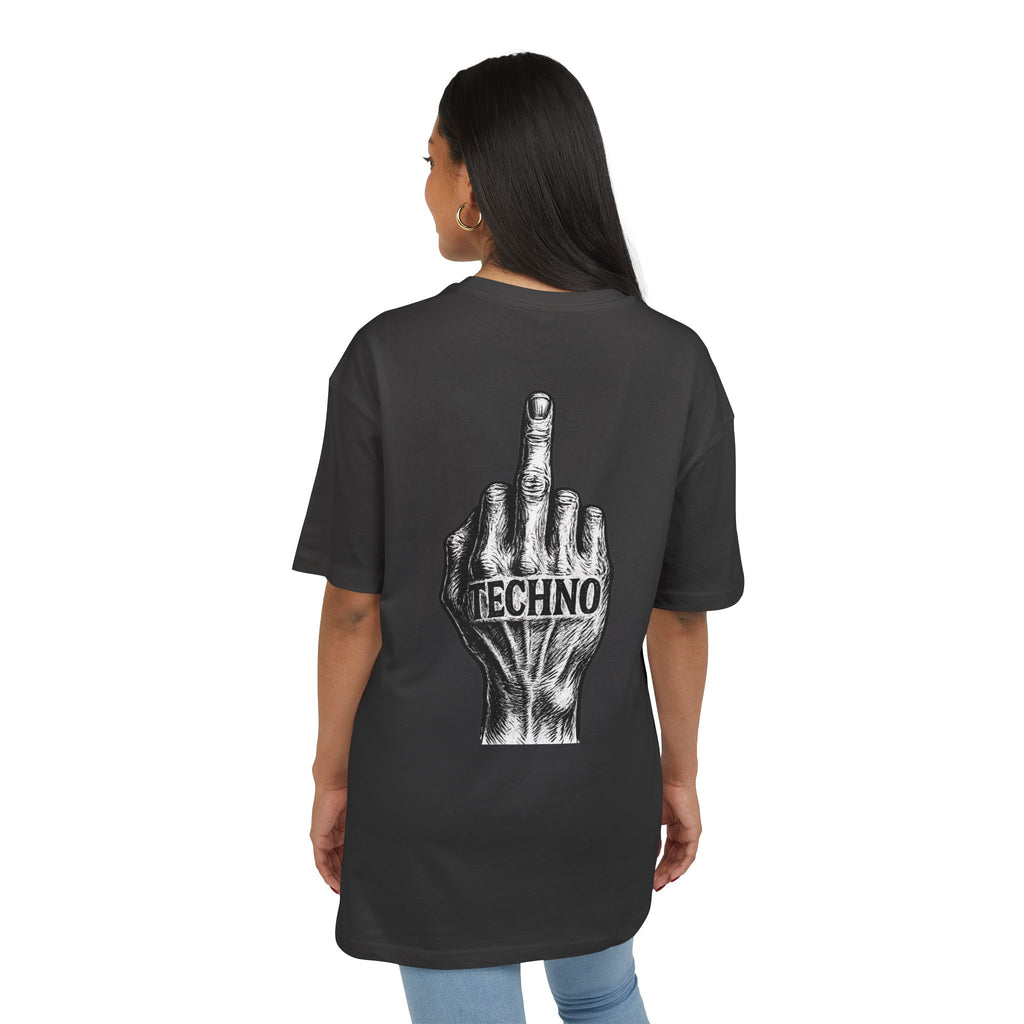 Techno Middle Finger Tee — EPAS Graphic Oversized T-Shirt