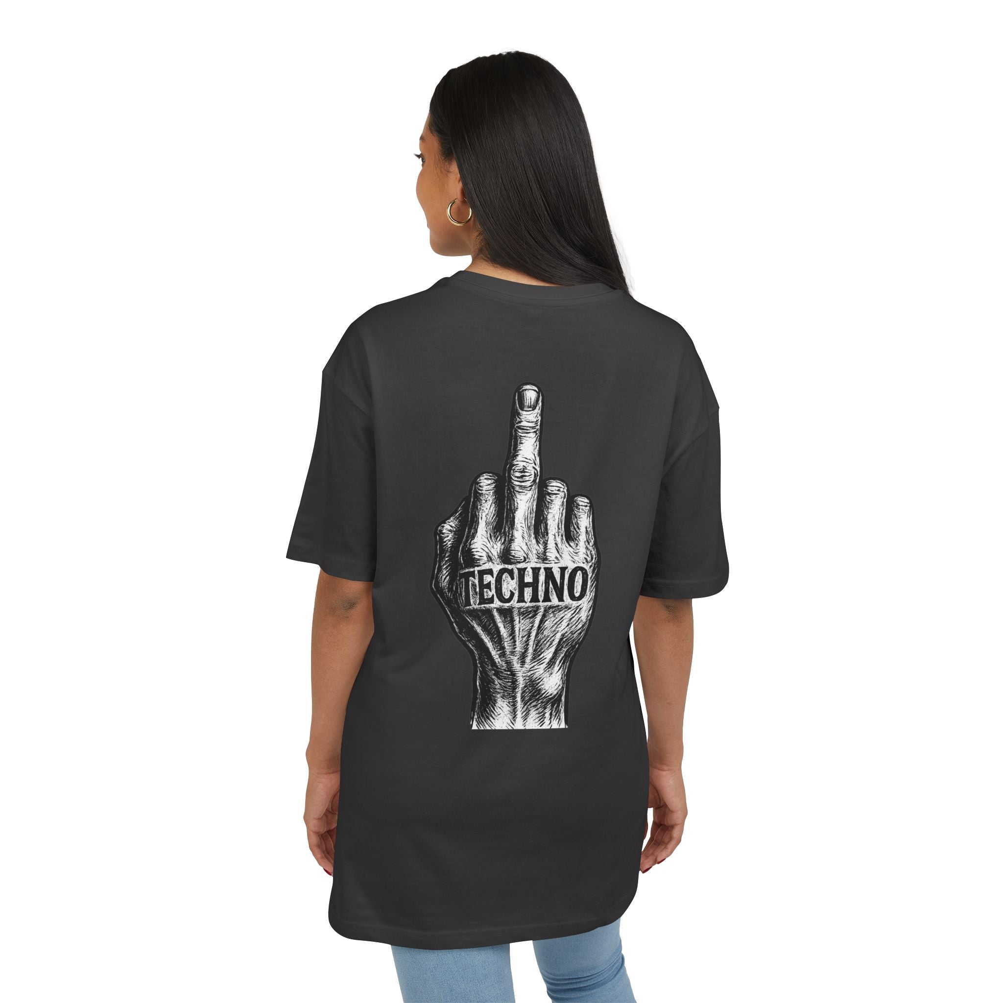 Techno Middle Finger Tee — EPAS Graphic Oversized T-Shirt