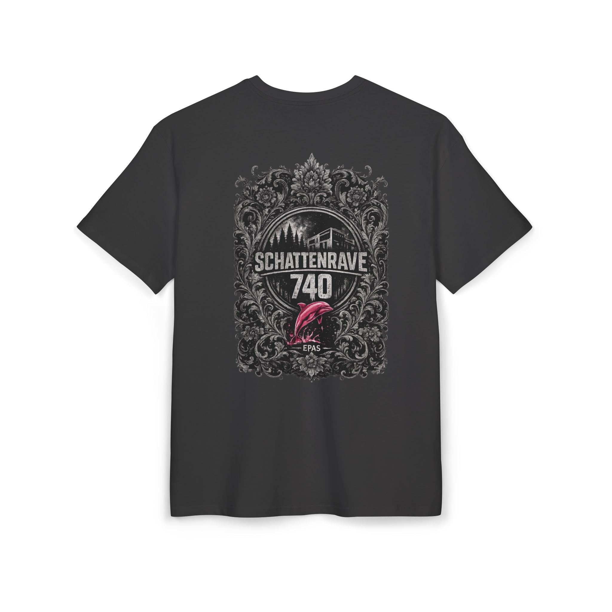 Oversized T-Shirt — 'Schattenrave 740' Graphic Tee (Back Crest & Front Chest Logo)