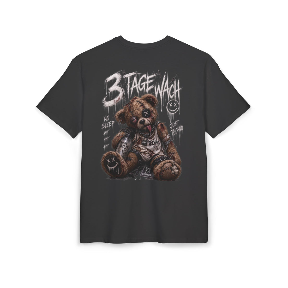 Oversized Tee — Distressed Punk Teddy "3 Stage Wall" Graphic