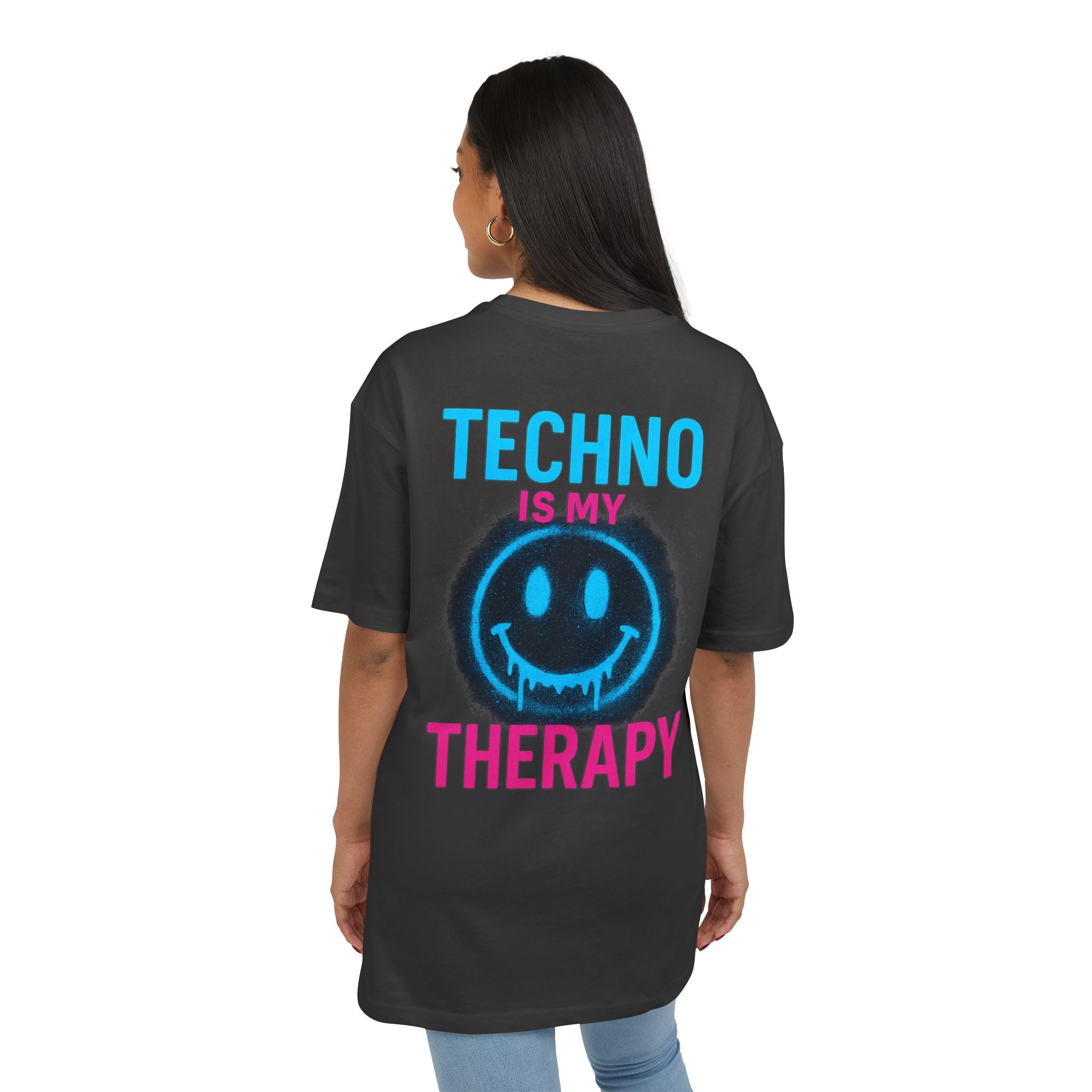 Techno Therapy Tees - Unisex Heavy Oversize Tee for Rave Lovers, Festival Fashion, EDM Enthusiasts, Music Therapy Apparel, Party Wear