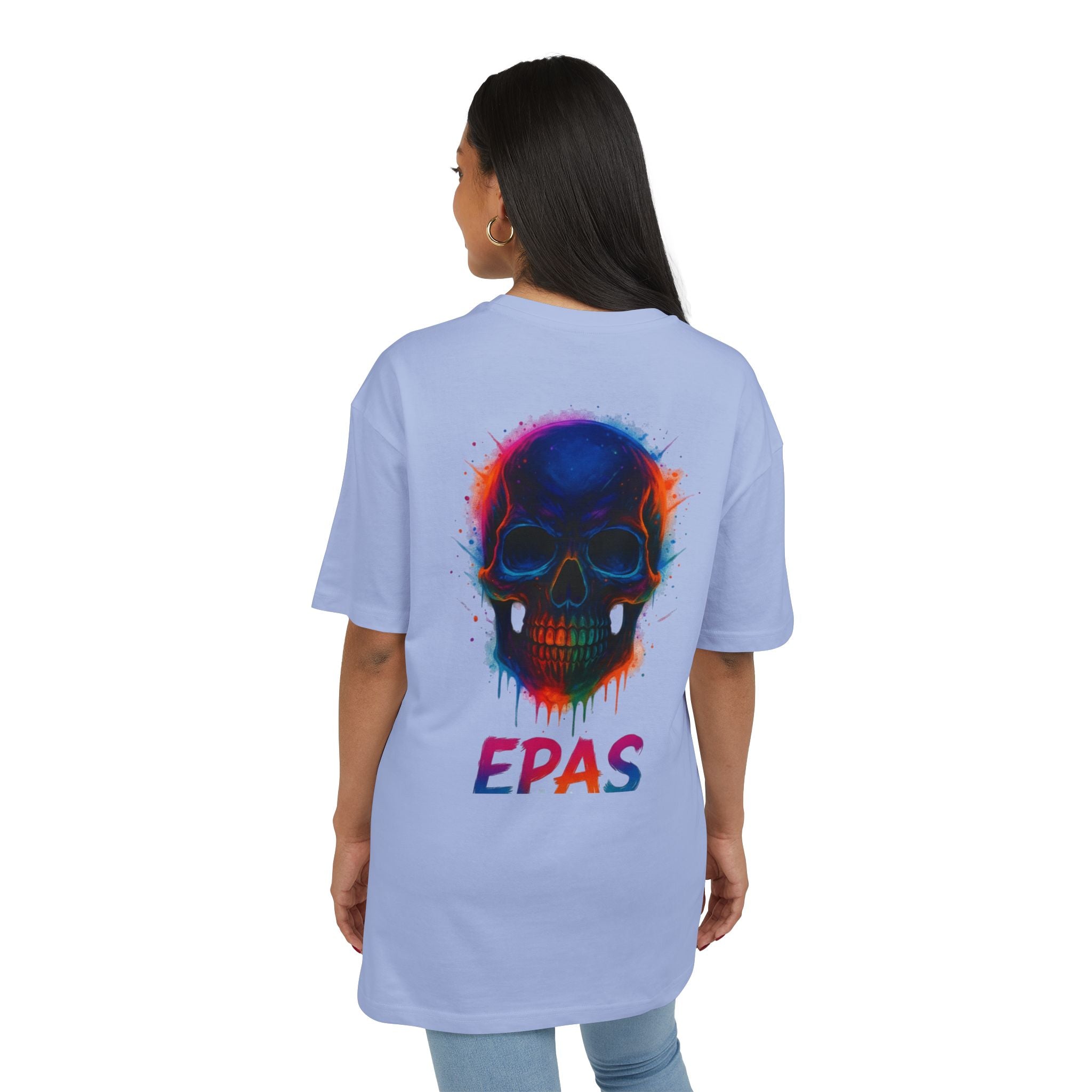 Colorful Skull Graphic Tee, Rave Wear, Festival Shirt, Edgy Streetwear, Unisex Oversized T-Shirt