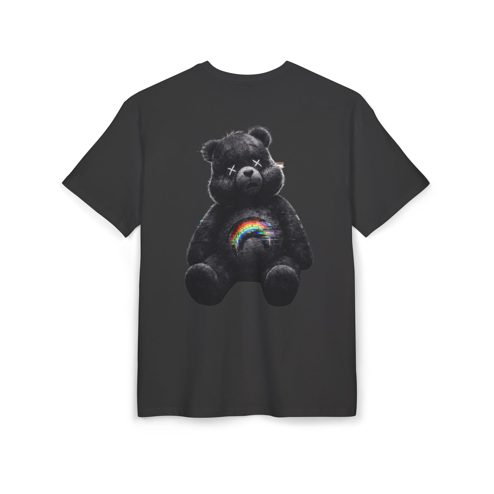 Oversized Tee — Dark Grunge Teddy Bear with Rainbow Chest