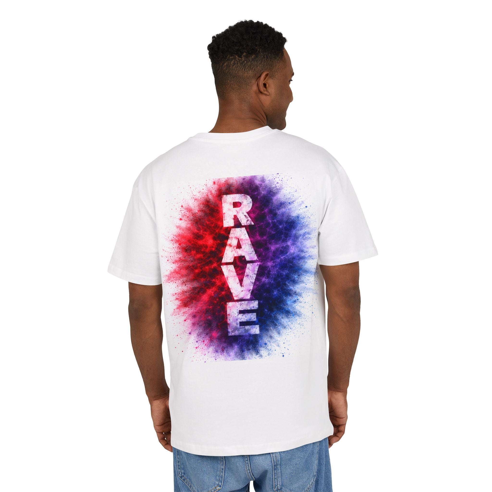 RAVE Graphic Tee — EPAS Minimal Front Logo, Colorful Powder Burst Back