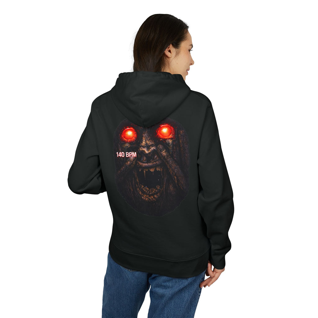 Hoodie — Glowing Red-Eye Demon Back Graphic Hoodie ("140 BPM")