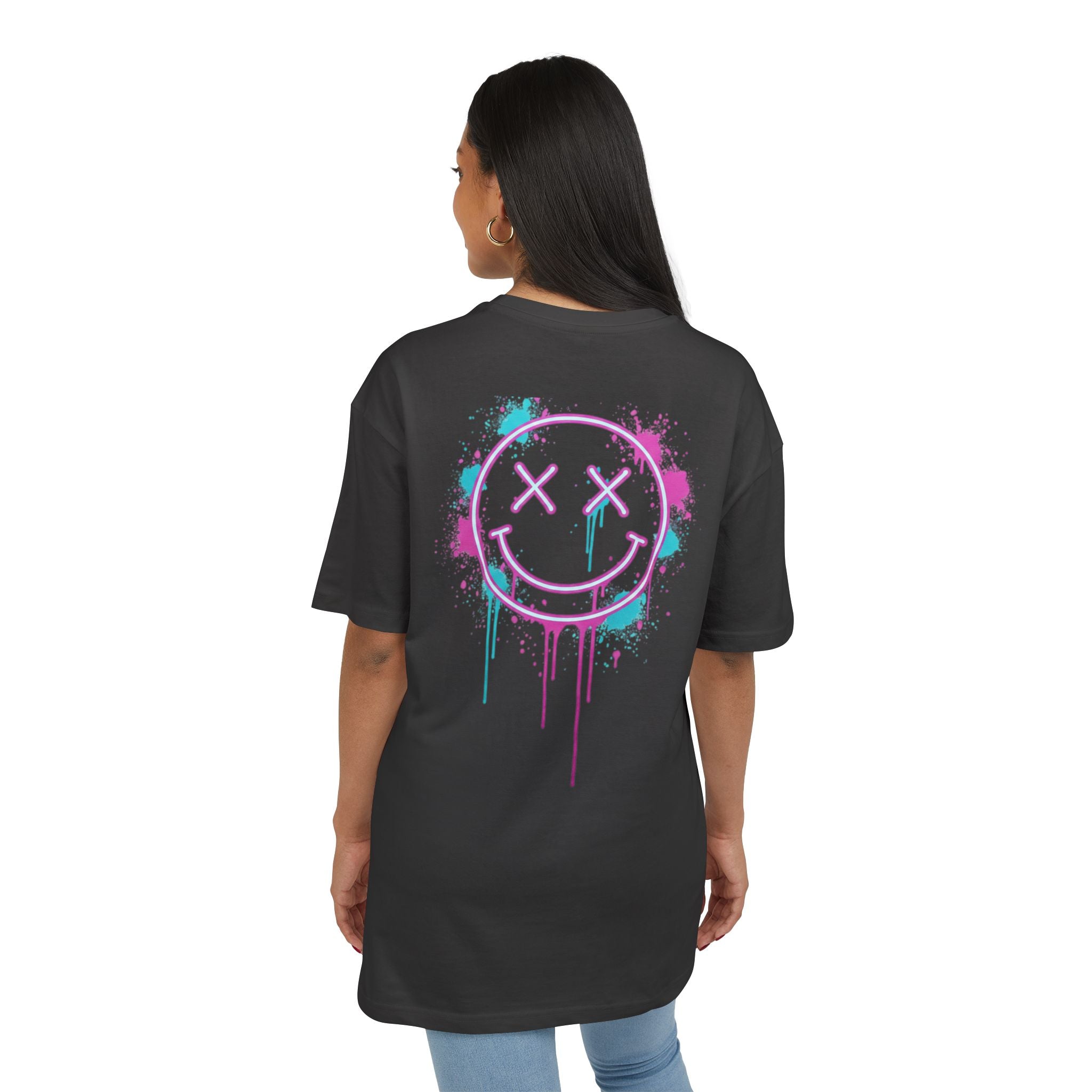 Oversized Tee — Neon Drip Smiley Graphic Tee