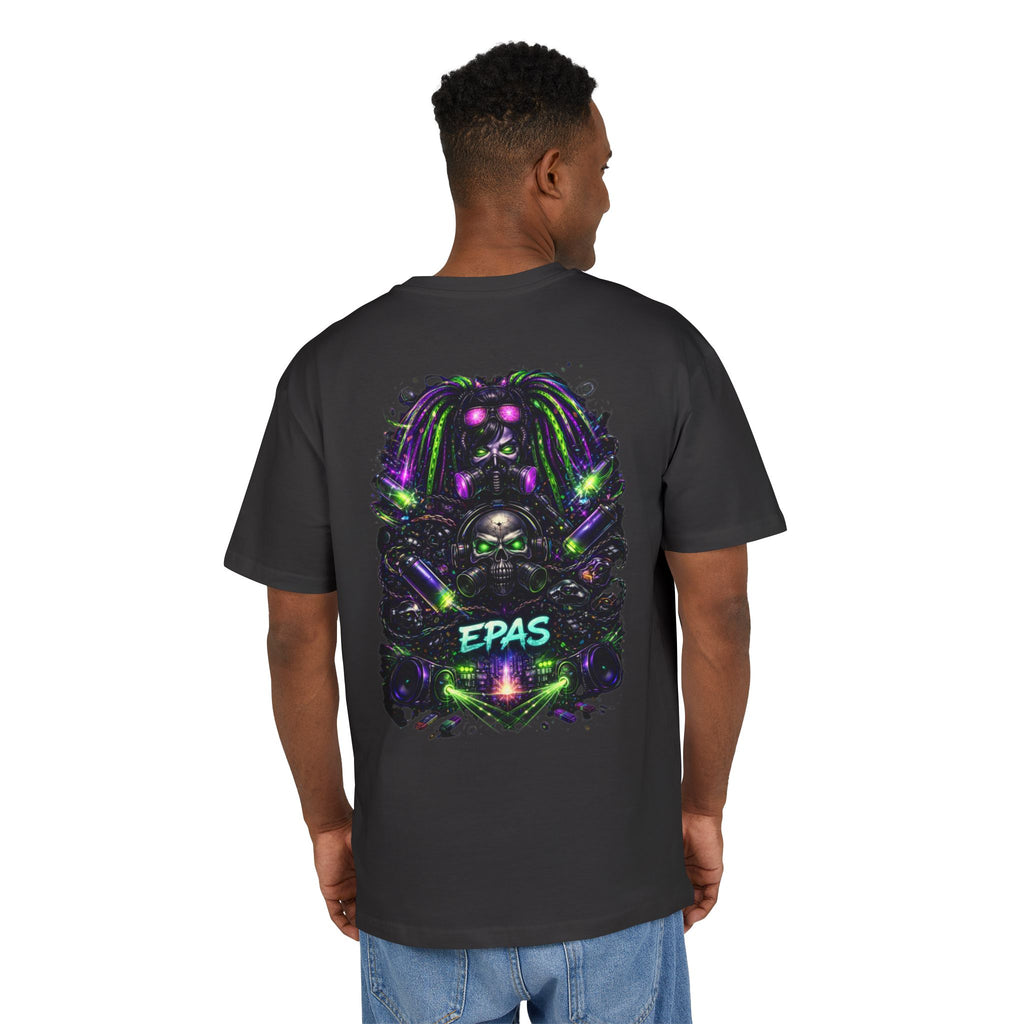 Oversized Tee — Neon Cyber Skull Graphic “EPAS” Streetwear