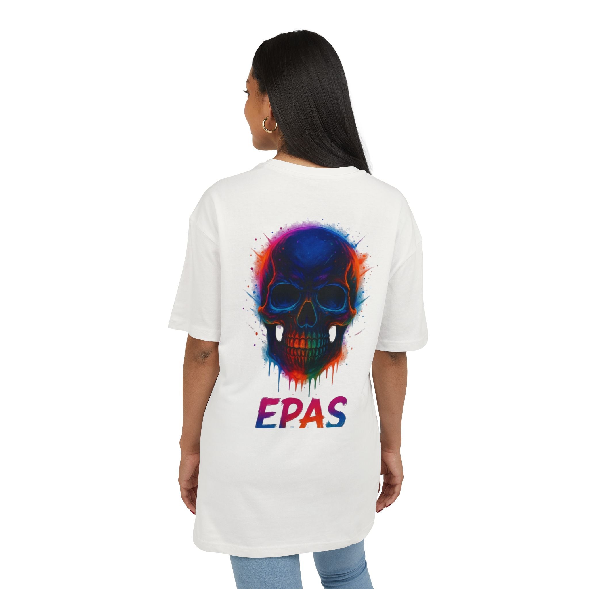 Colorful Skull Graphic Tee, Rave Wear, Festival Shirt, Edgy Streetwear, Unisex Oversized T-Shirt