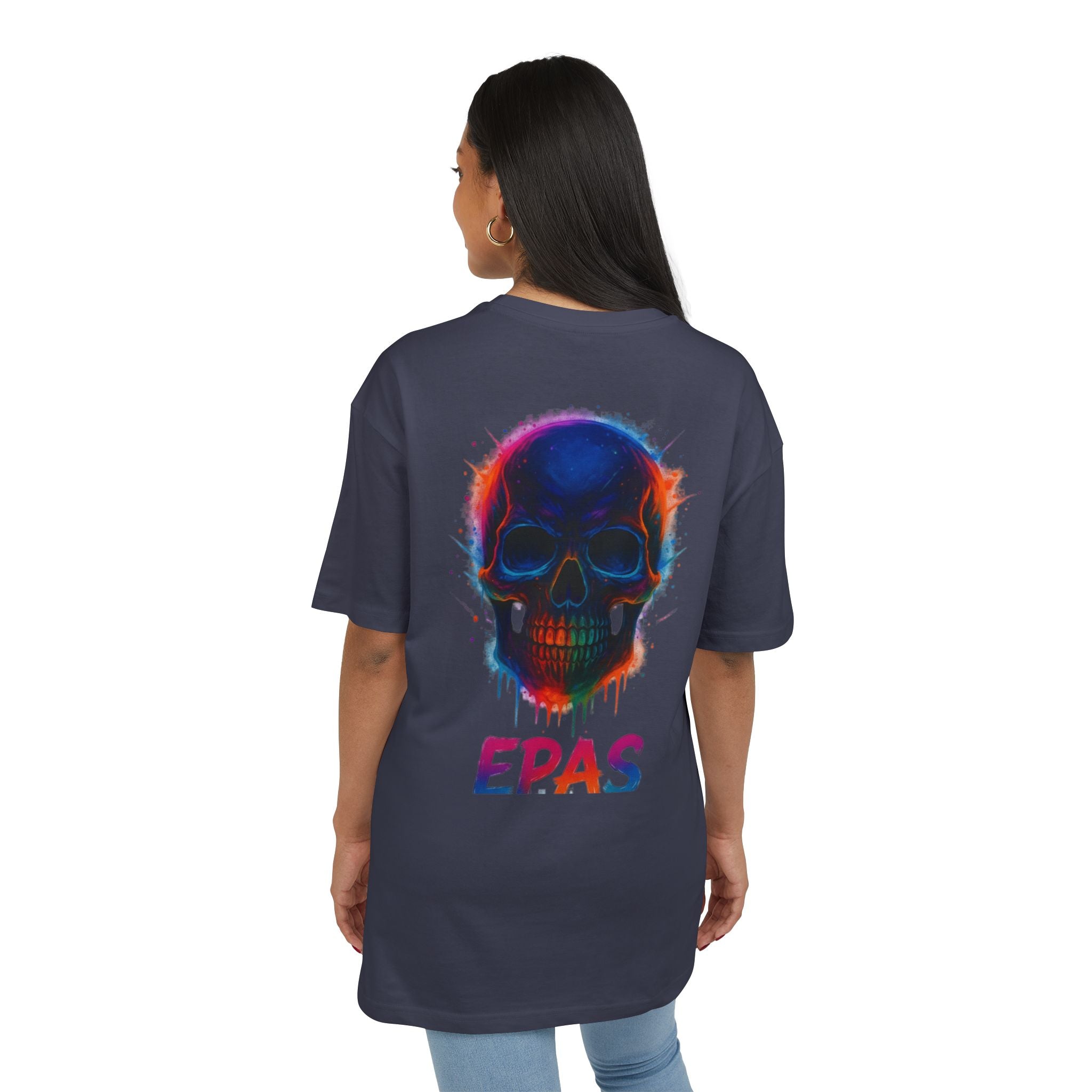 Colorful Skull Graphic Tee, Rave Wear, Festival Shirt, Edgy Streetwear, Unisex Oversized T-Shirt