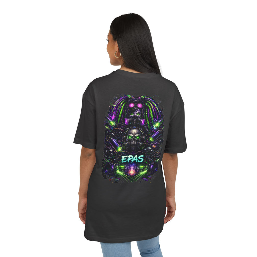 Oversized Tee — Neon Cyber Skull Graphic “EPAS” Streetwear