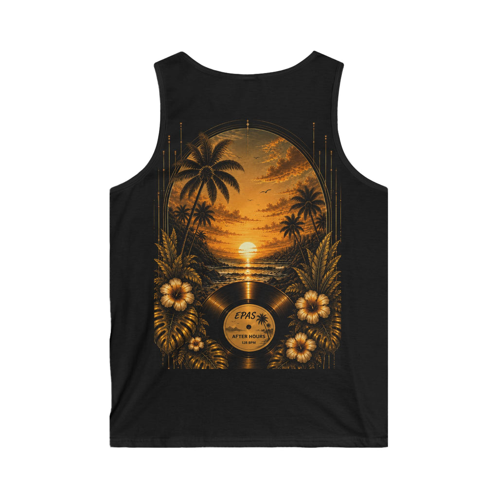 Sunset Vinyl Tank Top — Tropical Record Beach Graphic