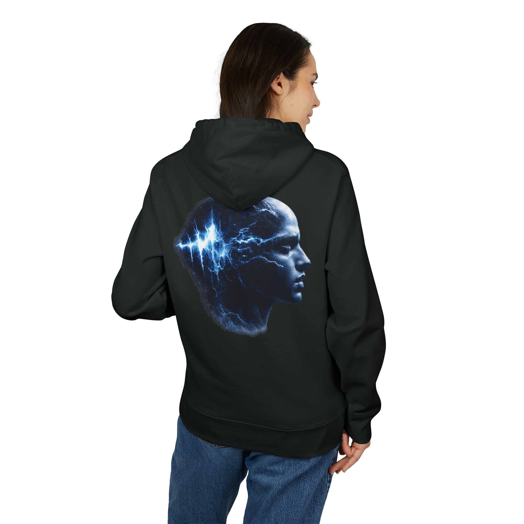 Neural Wave Hoodie — Electric Mind Graphic Back Pullover
