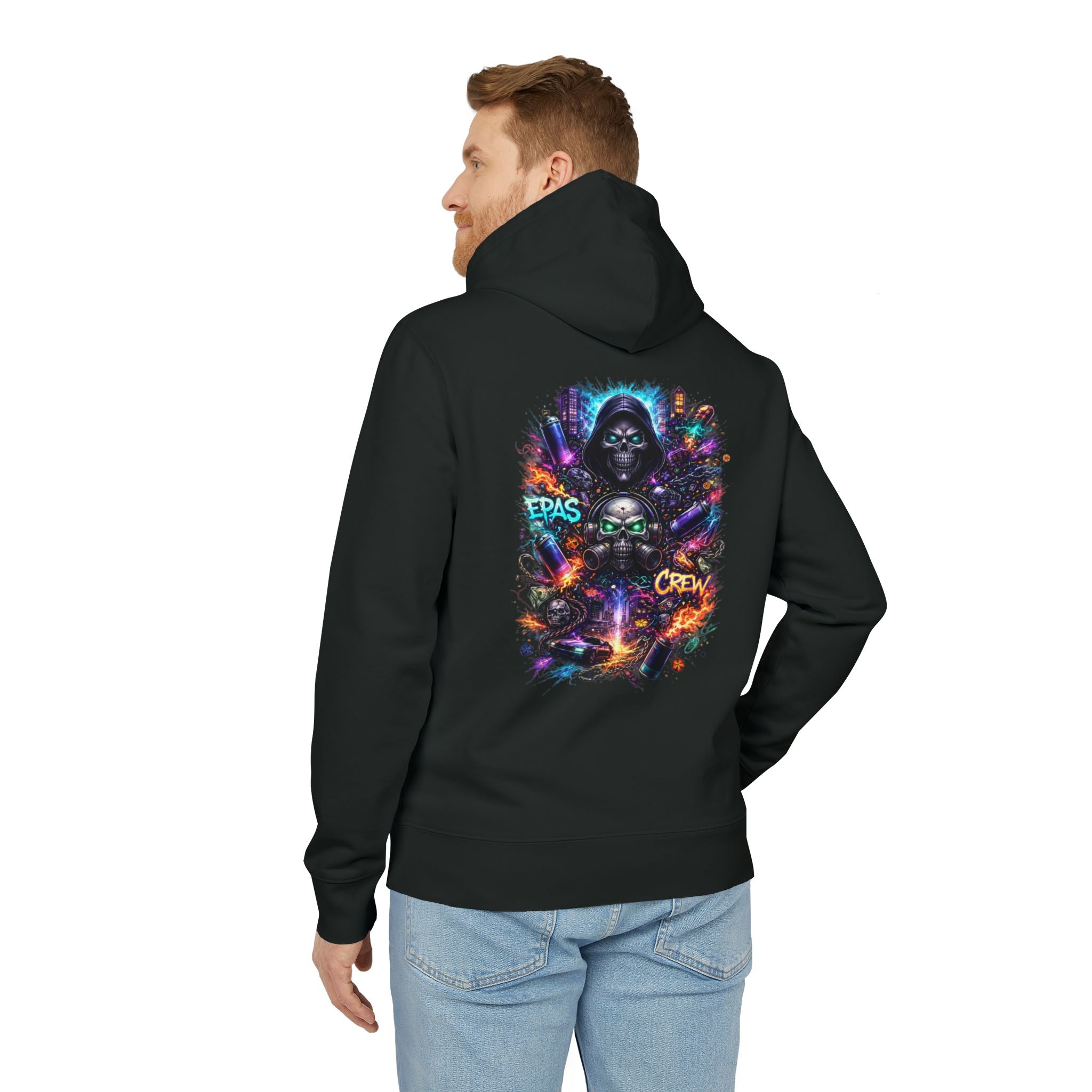 Hoodie - Neon Grim Reaper Street Art Crew Graphic Pullover