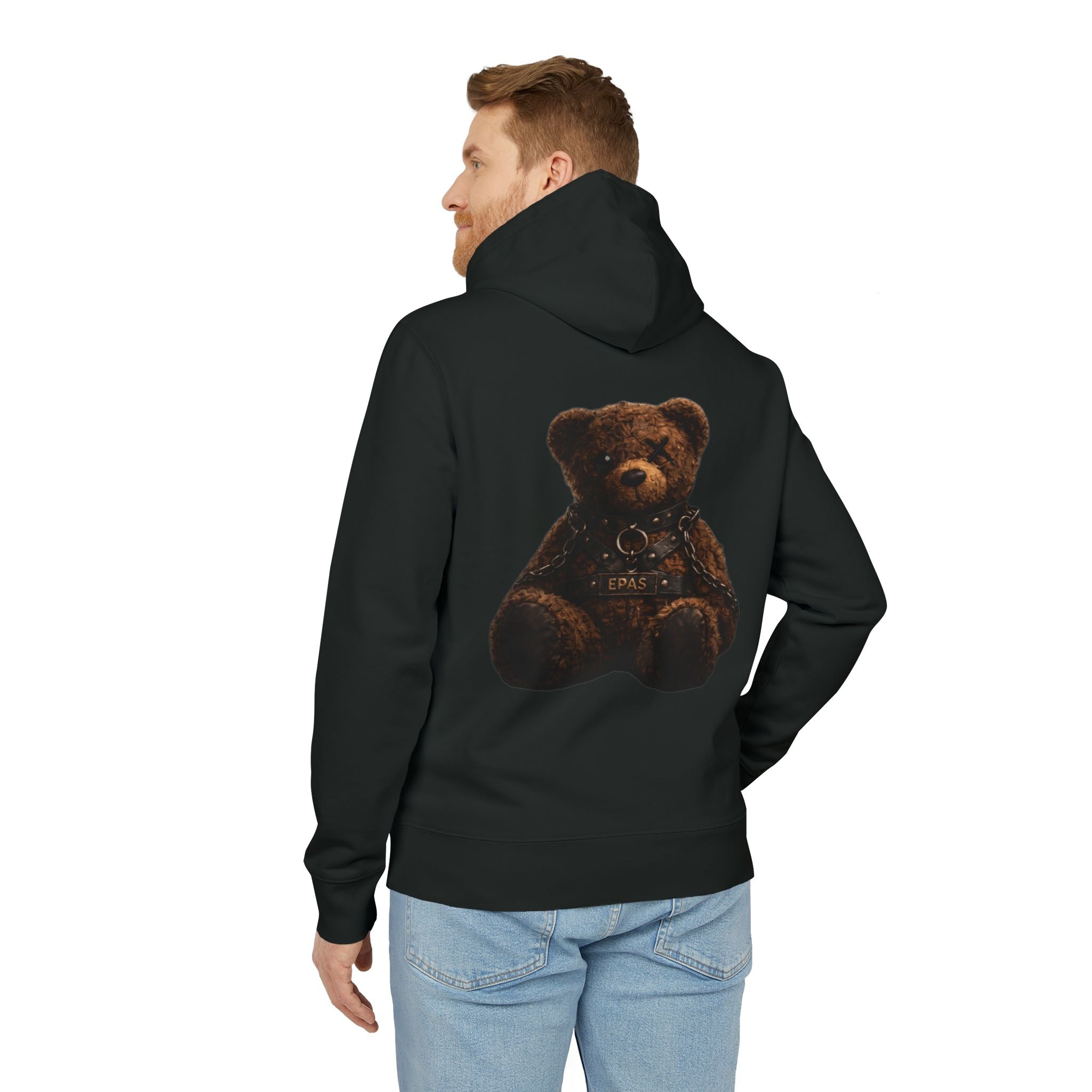 Teddy Bear Hoodie — Vintage Brown Plush Back Graphic, Cozy Streetwear Pullover