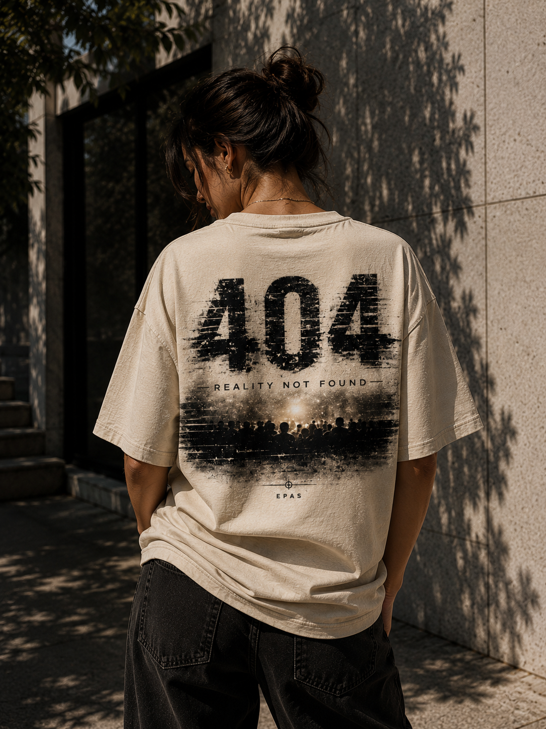 404 Reality Not Found Tee — Graphic Oversized White T-Shirt