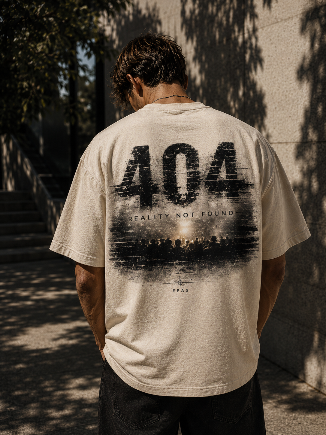 404 Reality Not Found Tee — Graphic Oversized White T-Shirt