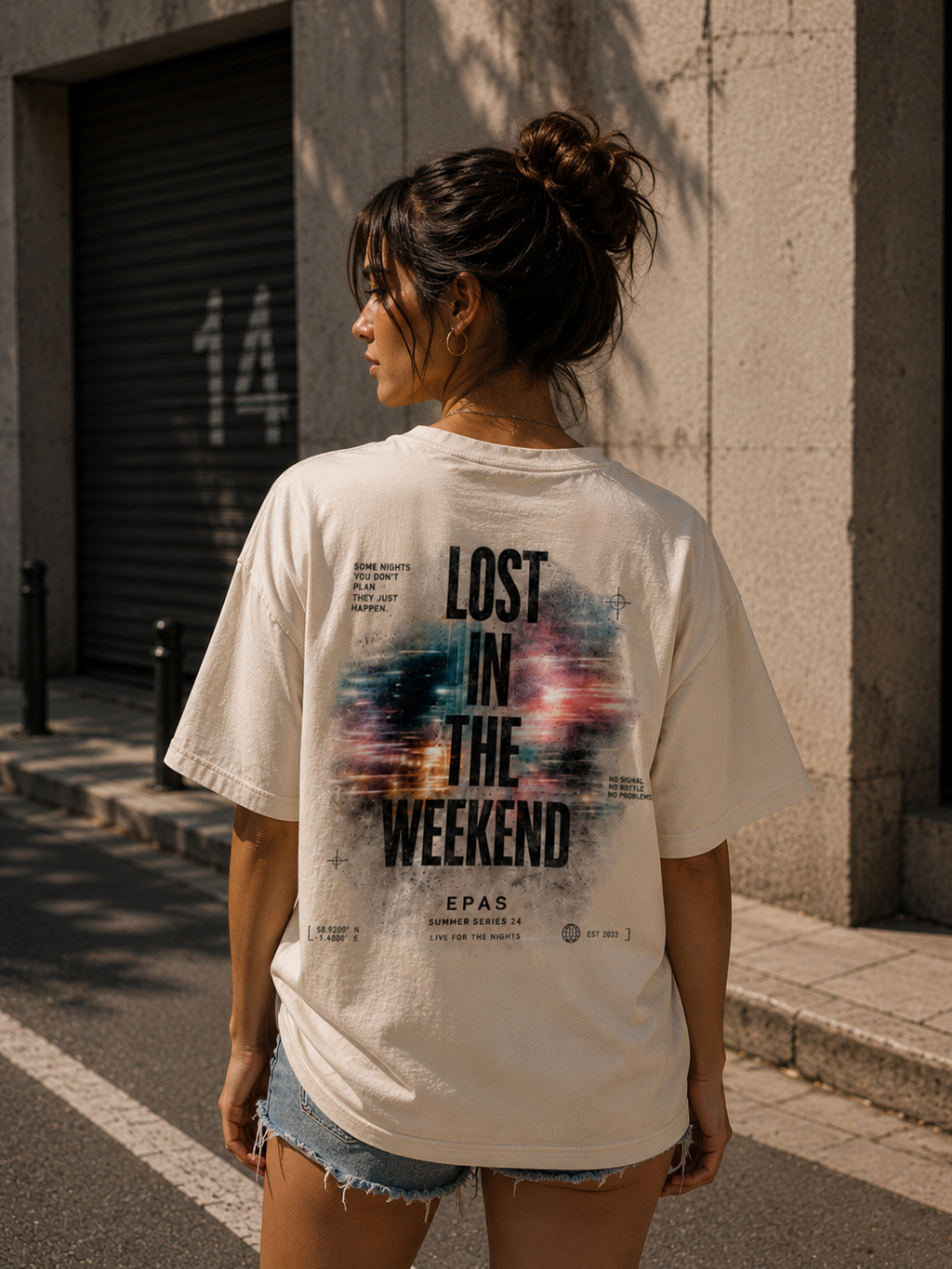 Lost in the Weekend Graphic Tee — Vintage Cityscape Print