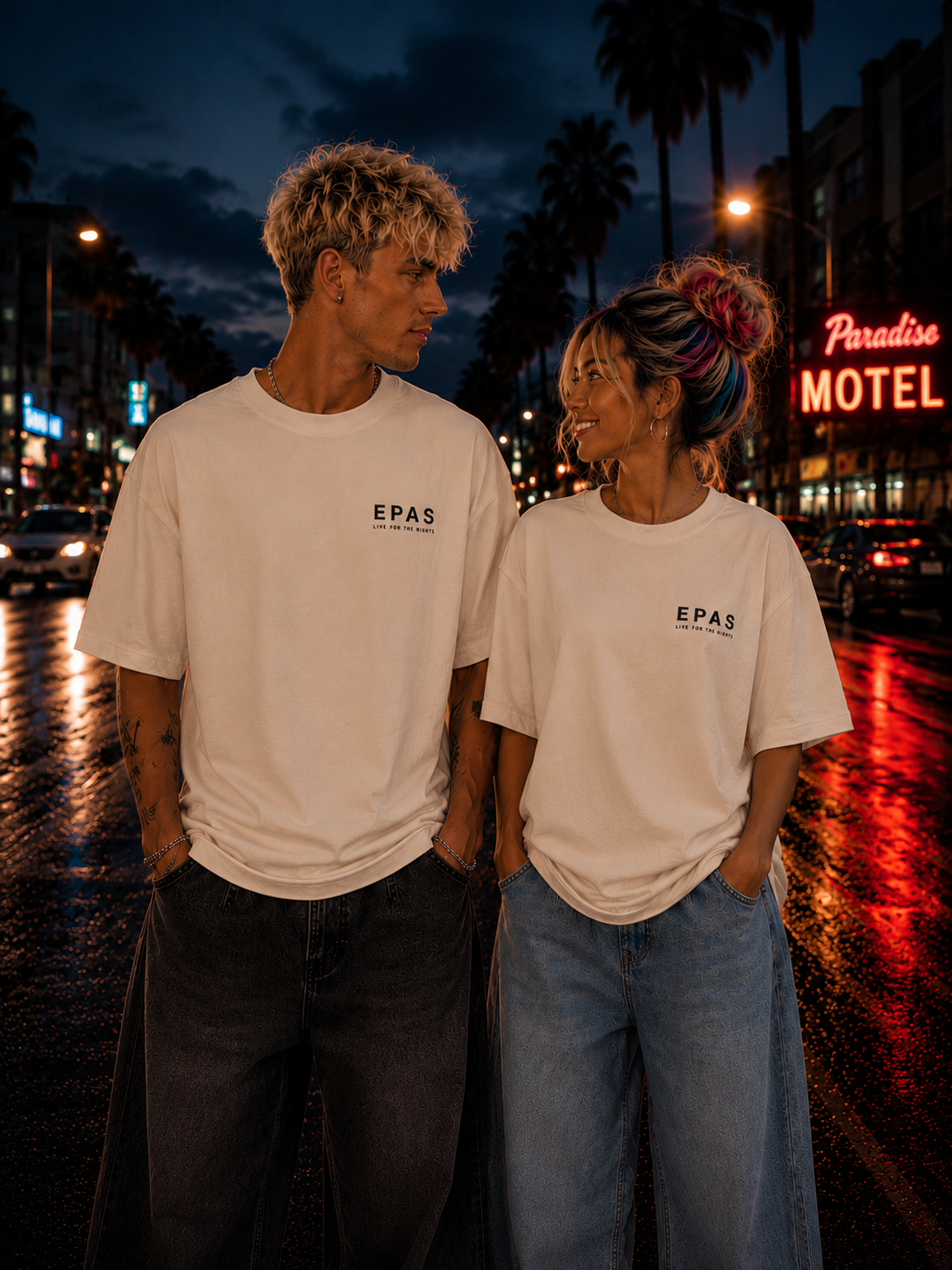 After Hours Graphic Tee — 'EPAS' Night City Oversized T-Shirt