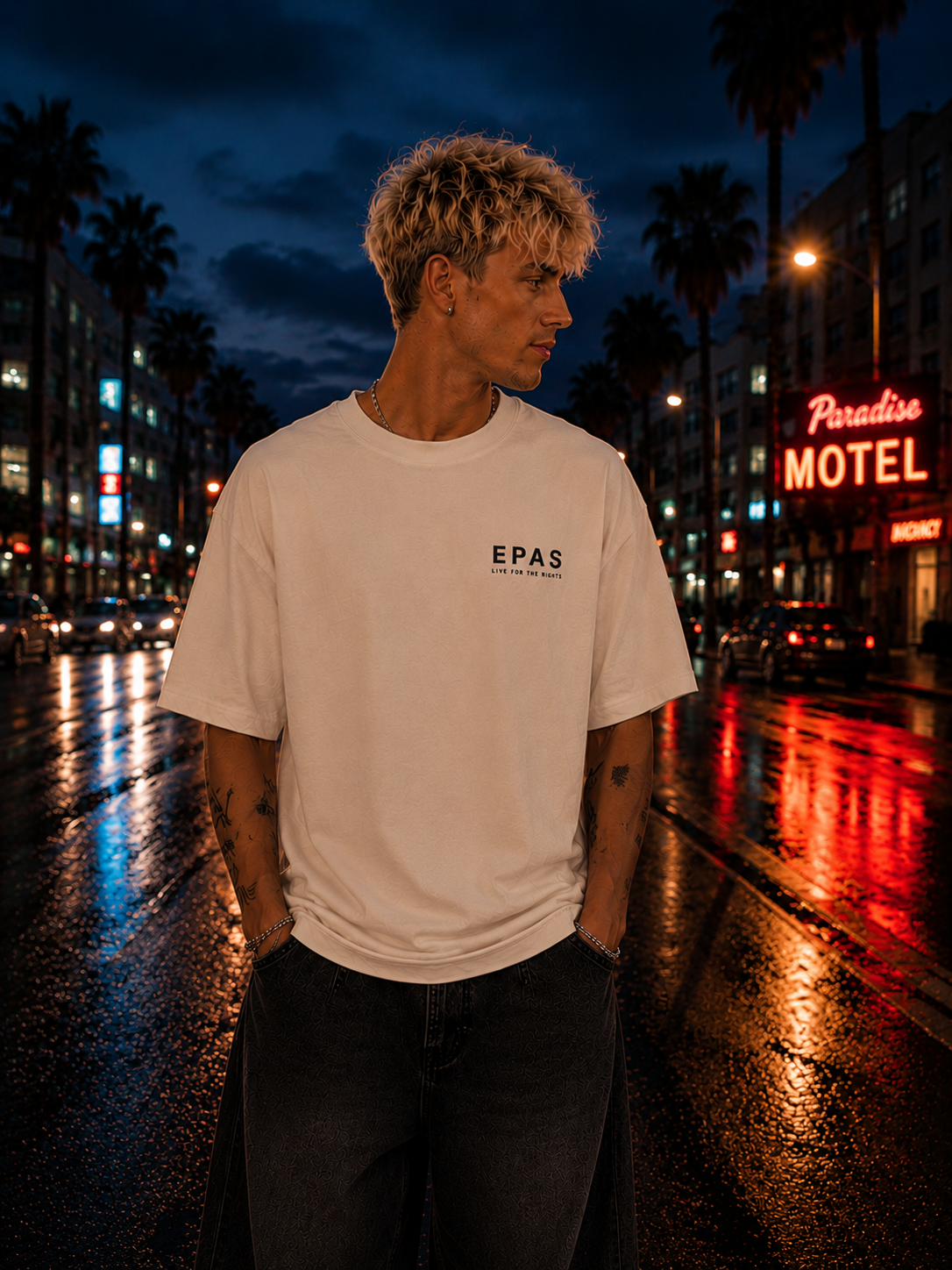 After Hours Graphic Tee — 'EPAS' Night City Oversized T-Shirt