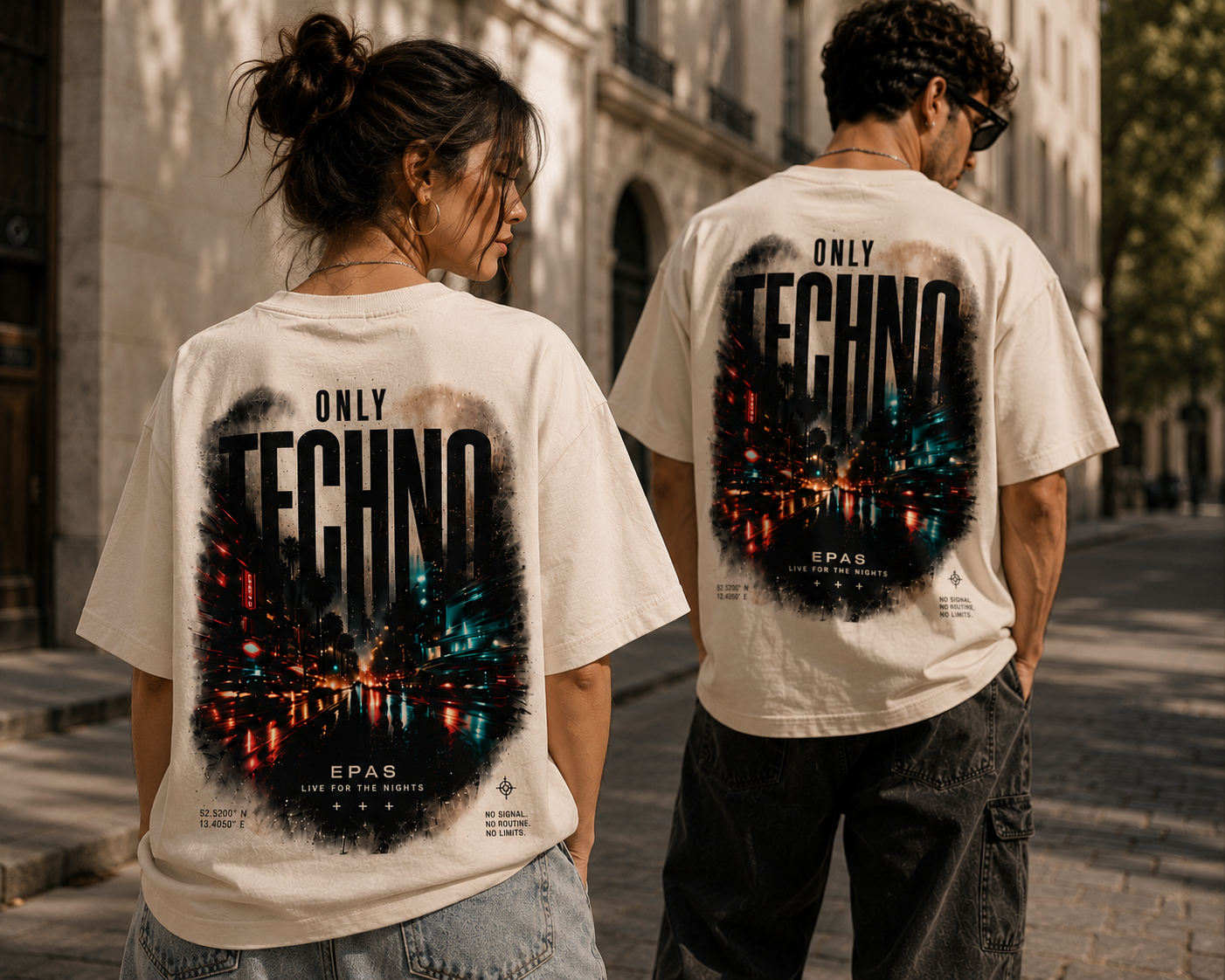 Techno City Tee — "Only Techno" Oversized Graphic T-Shirt