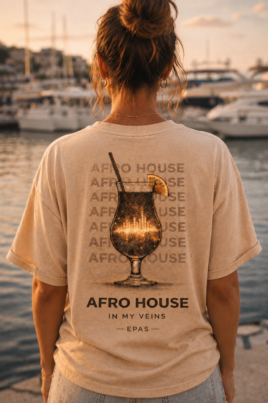 Afro House Cocktail Tee — EPAS Graphic Oversized T-Shirt