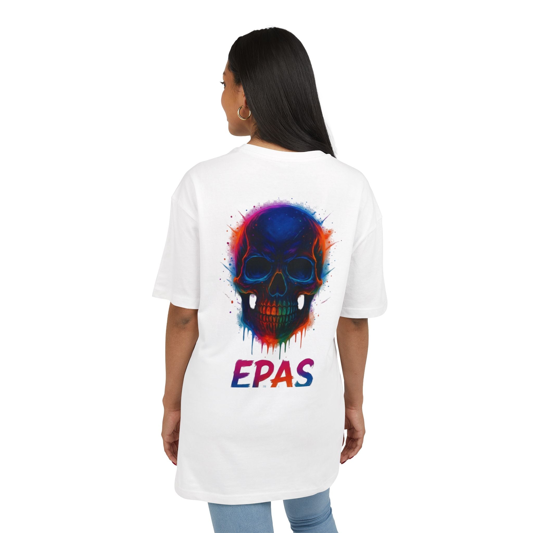 Colorful Skull Graphic Tee, Rave Wear, Festival Shirt, Edgy Streetwear, Unisex Oversized T-Shirt