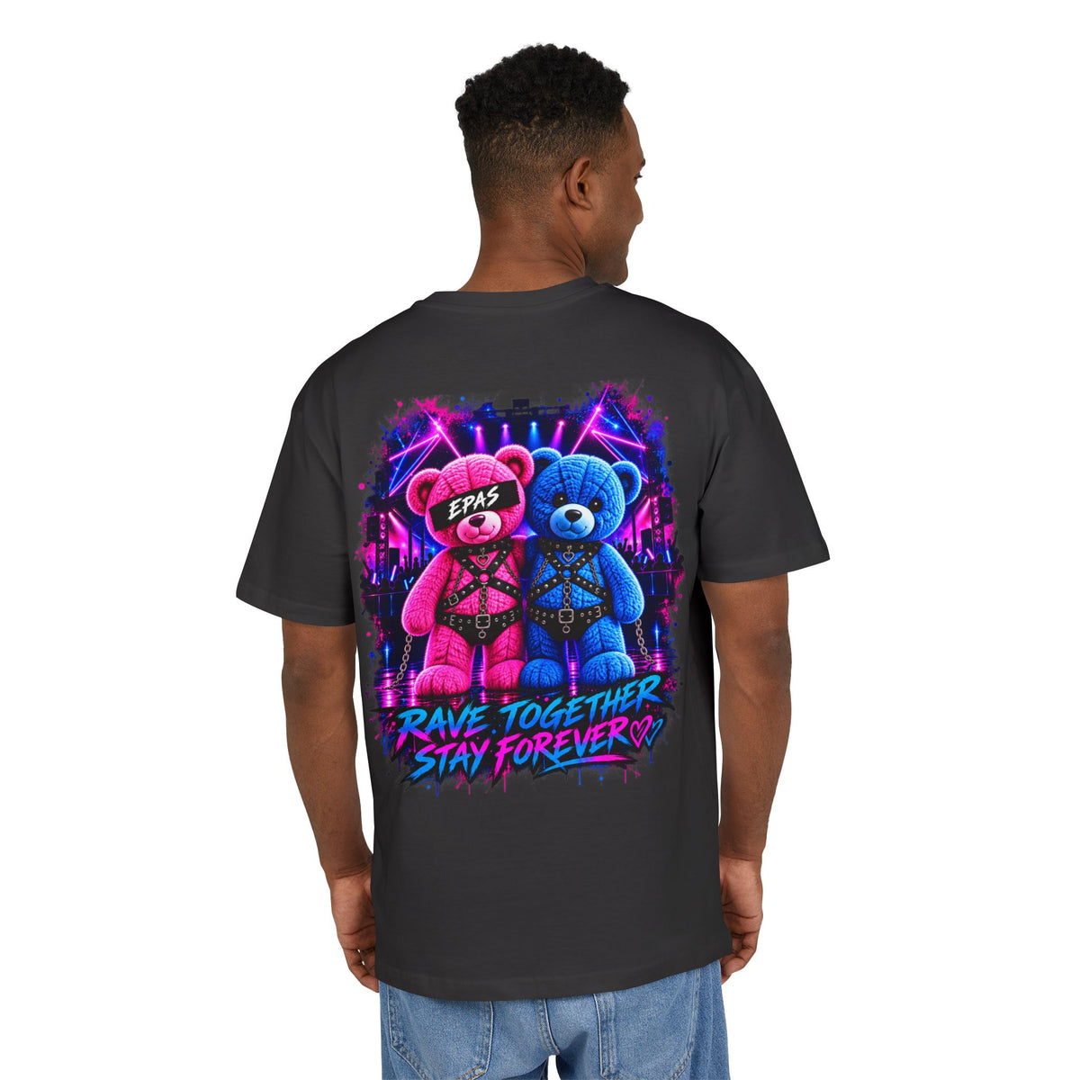 Rave Bears Graphic Tee — "Rave Together Stay Forever" Oversized T‑Shirt