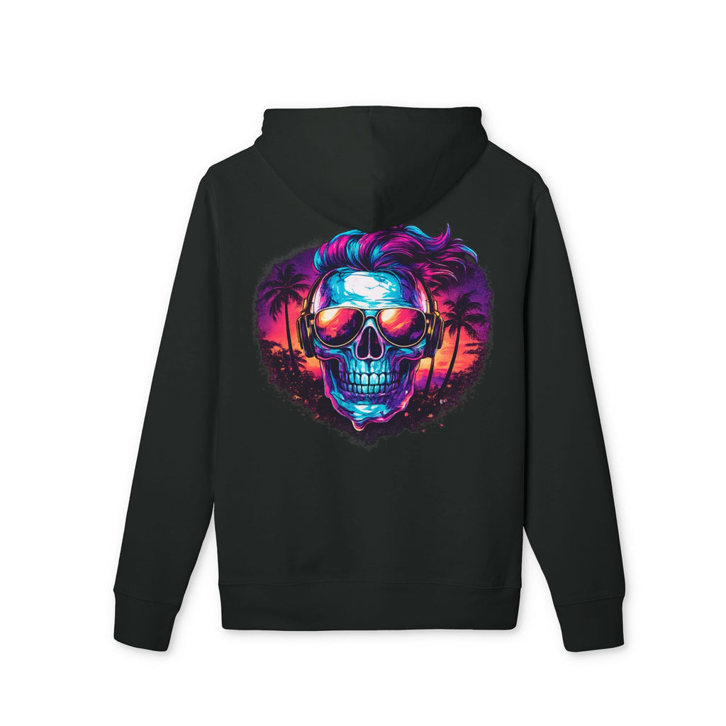 Skull Sunset Hoodie — Retro Neon Beach Skull Graphic Pullover