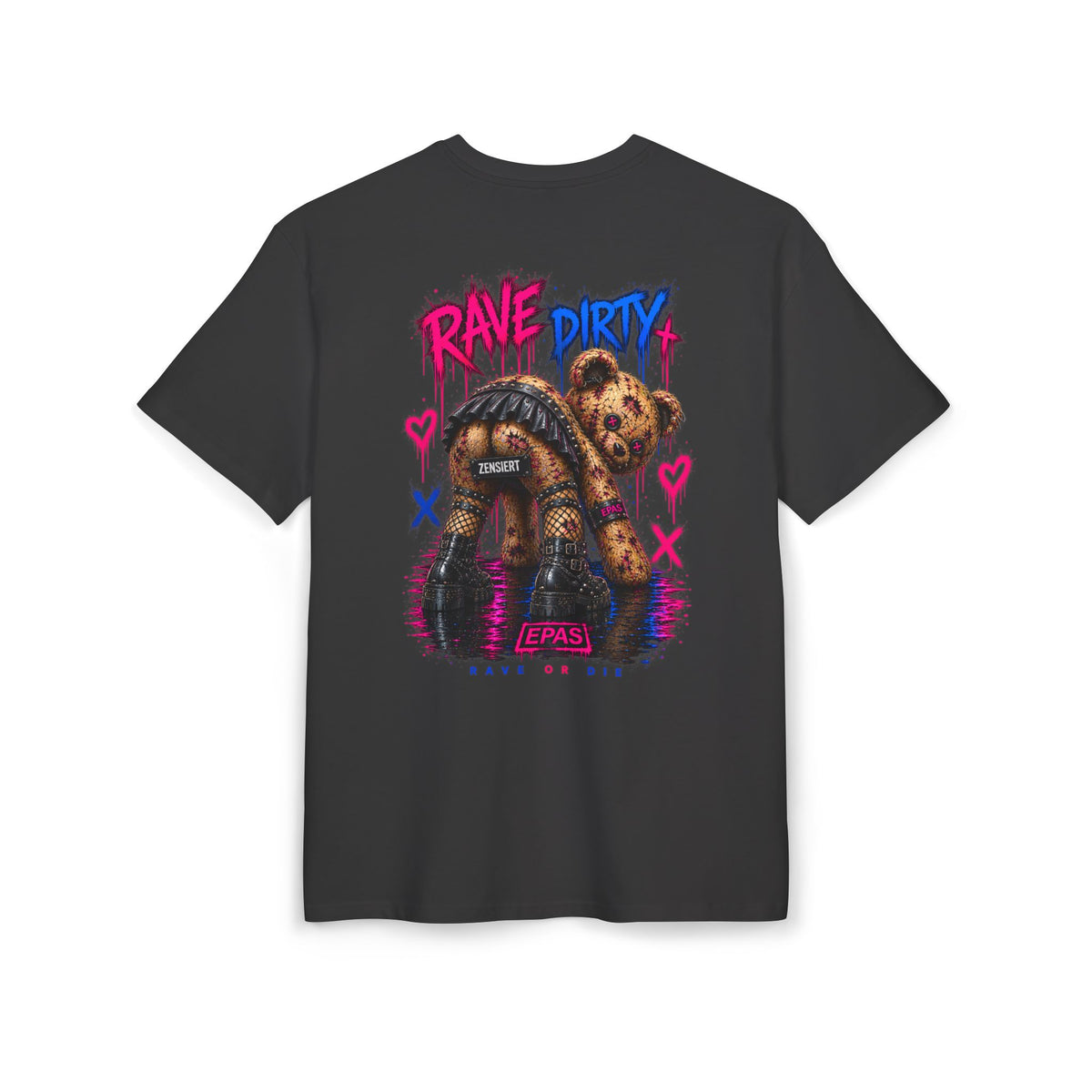 Rave Dirty Oversized Tee — Neon Teddy Graphic Festival T-Shirt