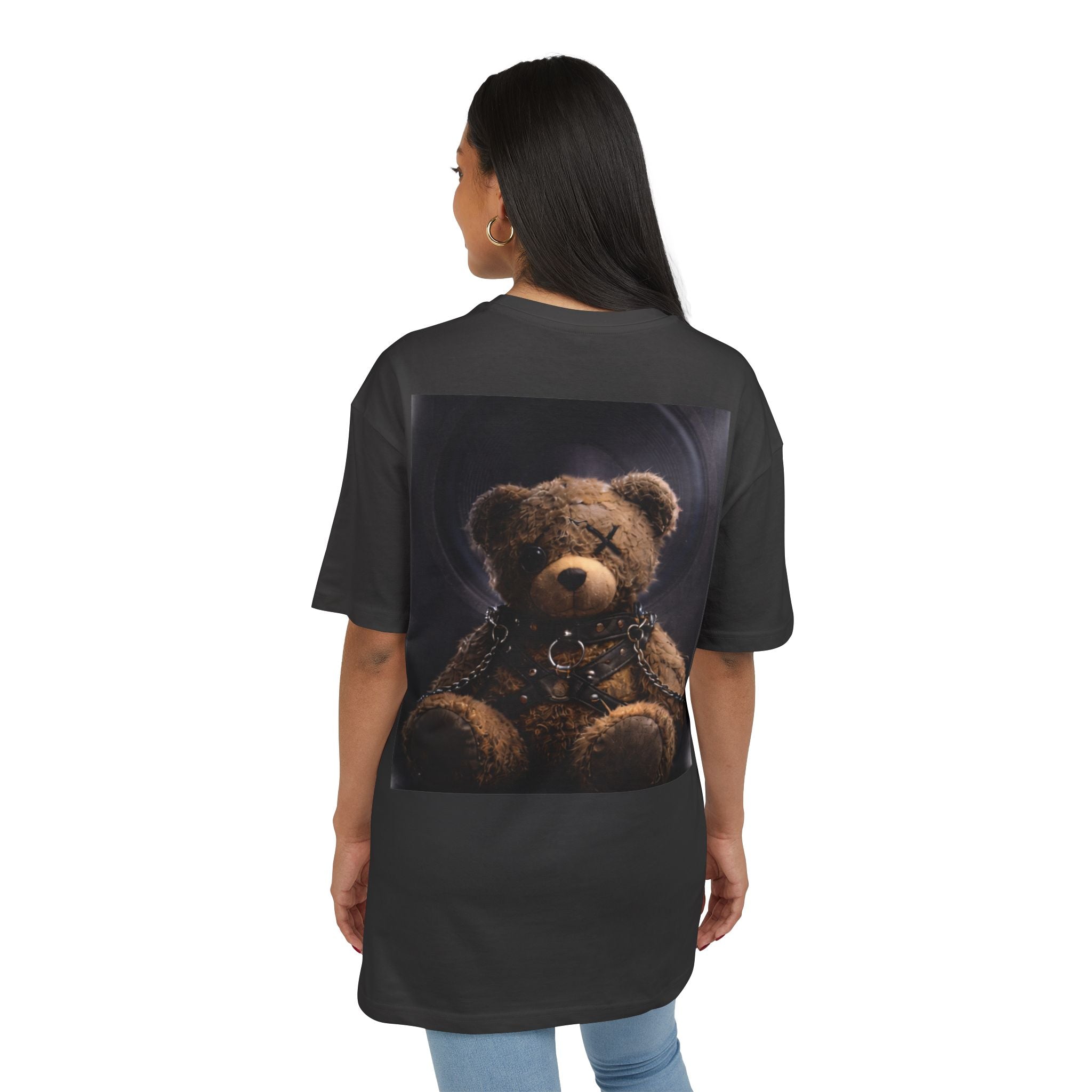 Oversized Tee — Grunge Teddy Bear Graphic Back Print