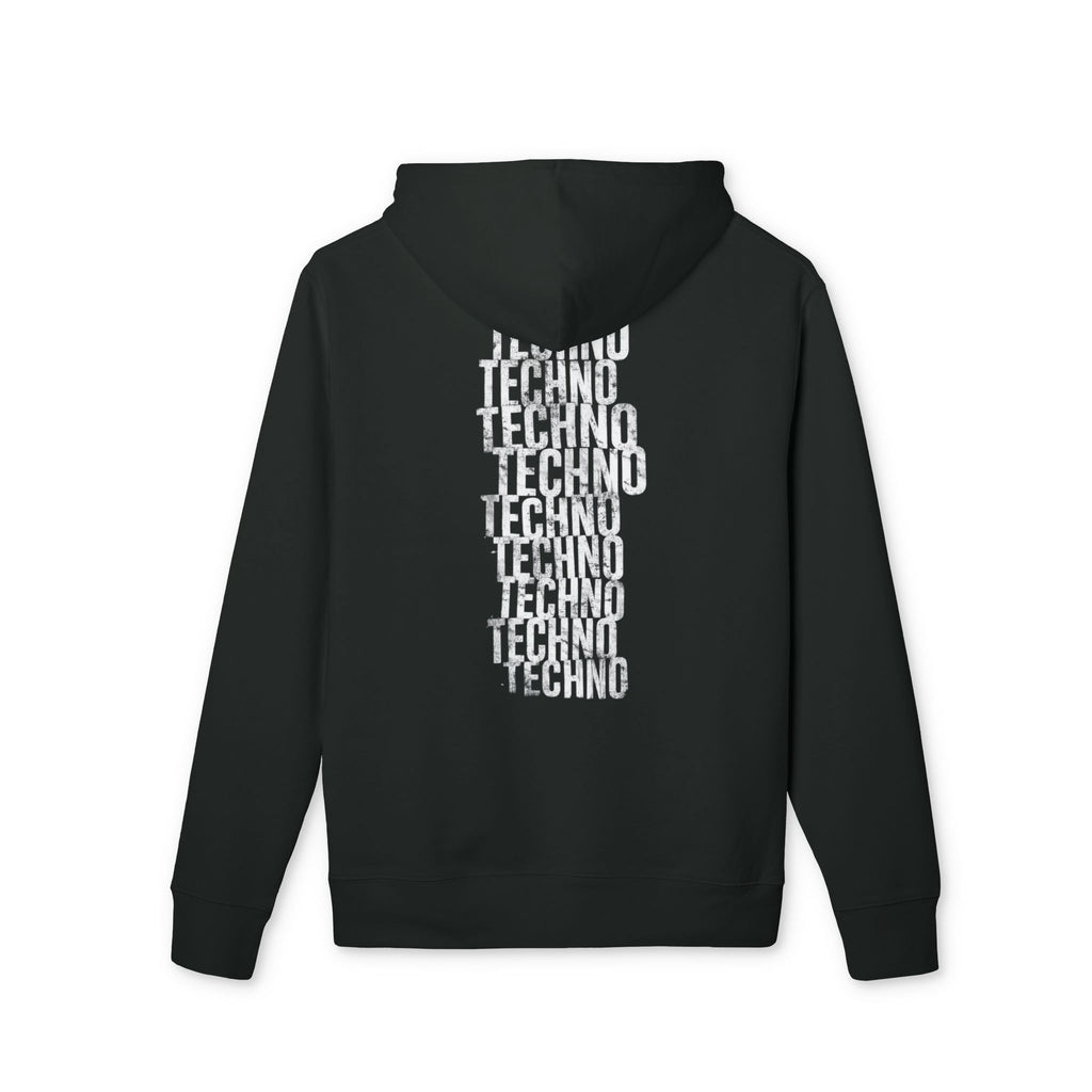 Distressed Vertical Text Hoodie — Minimal Grunge Graphic Pullover