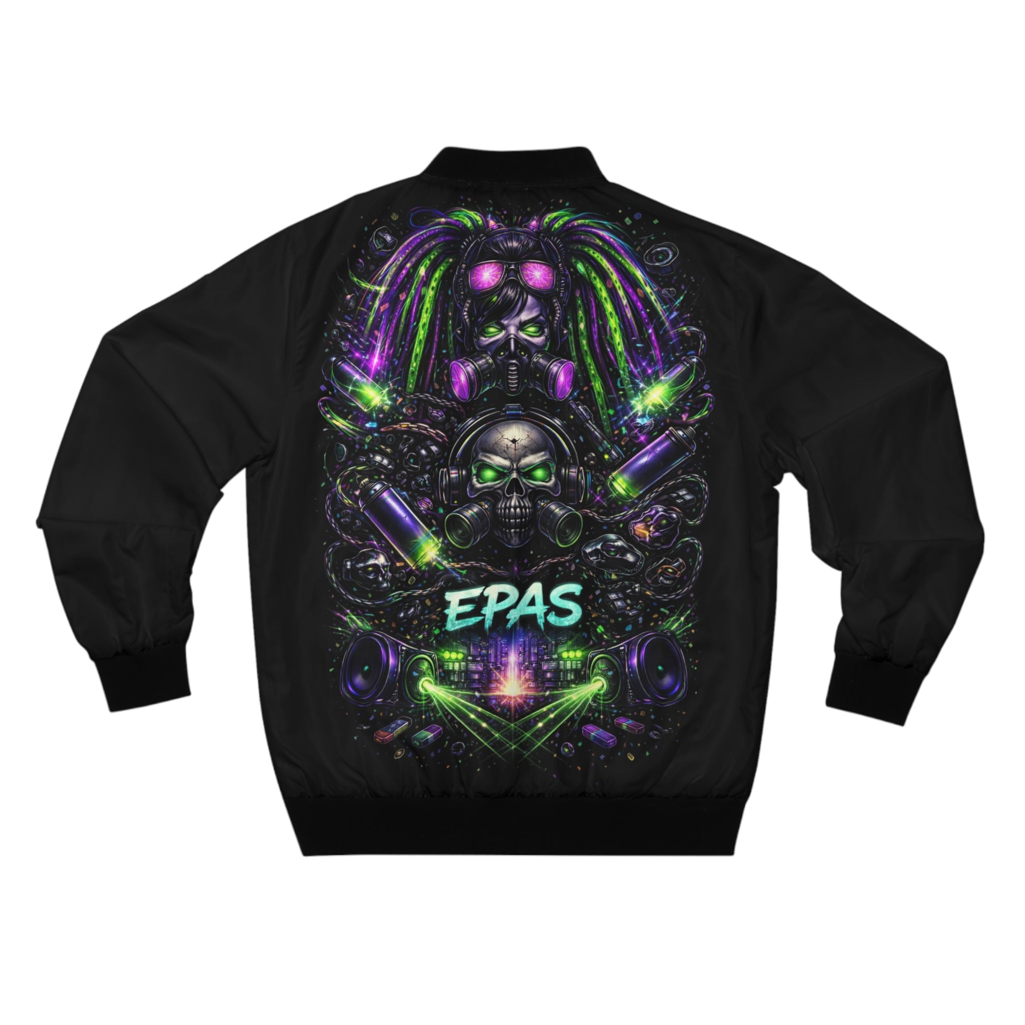 EPAS Neon Cyber Skull Bomber Jacket
