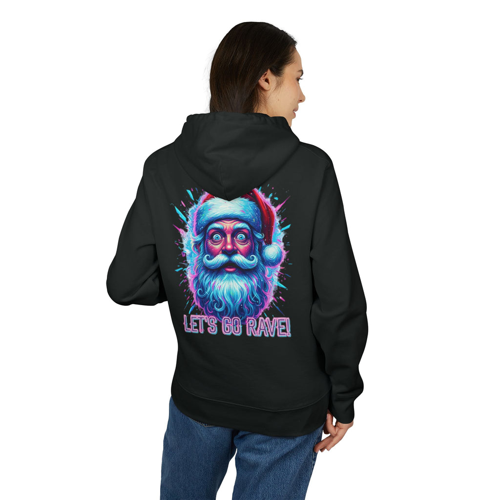 Santa Rave Hoodie — “Let’s Go Rave!” Graphic Christmas Pullover