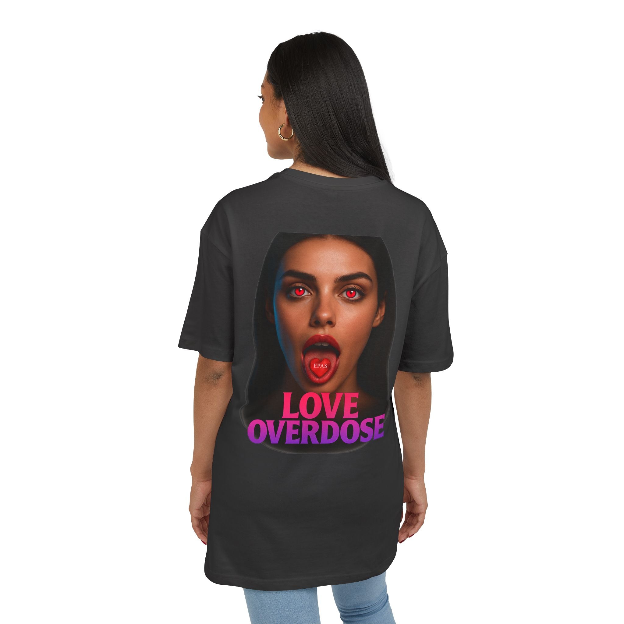Love Overdose Tee — 'EPAS' Heart Graphic Oversized Shirt