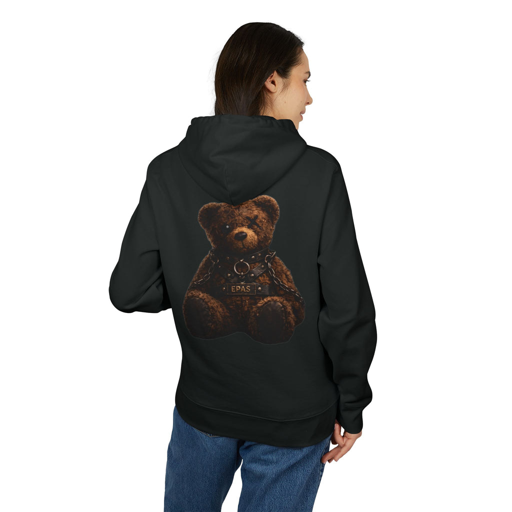 Teddy Bear Hoodie — Vintage Brown Plush Back Graphic, Cozy Streetwear Pullover