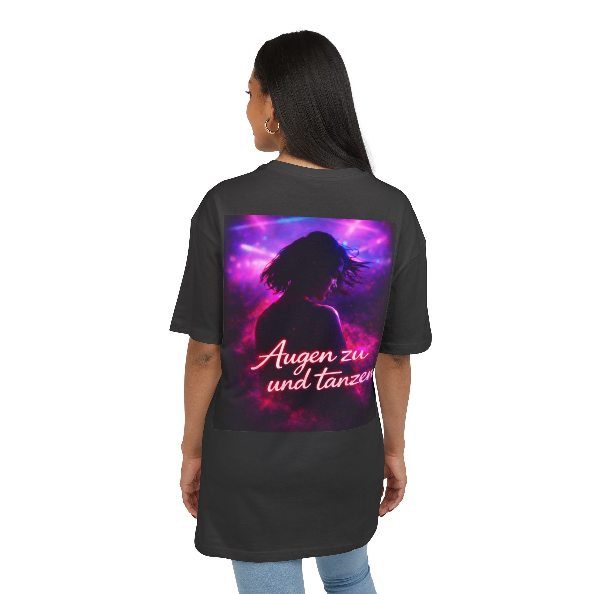 Oversize Tee — "Augen zu und tanzen" Neon Dance Graphic