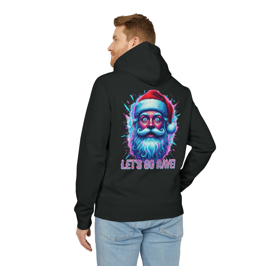 Santa Rave Hoodie — “Let’s Go Rave!” Graphic Christmas Pullover