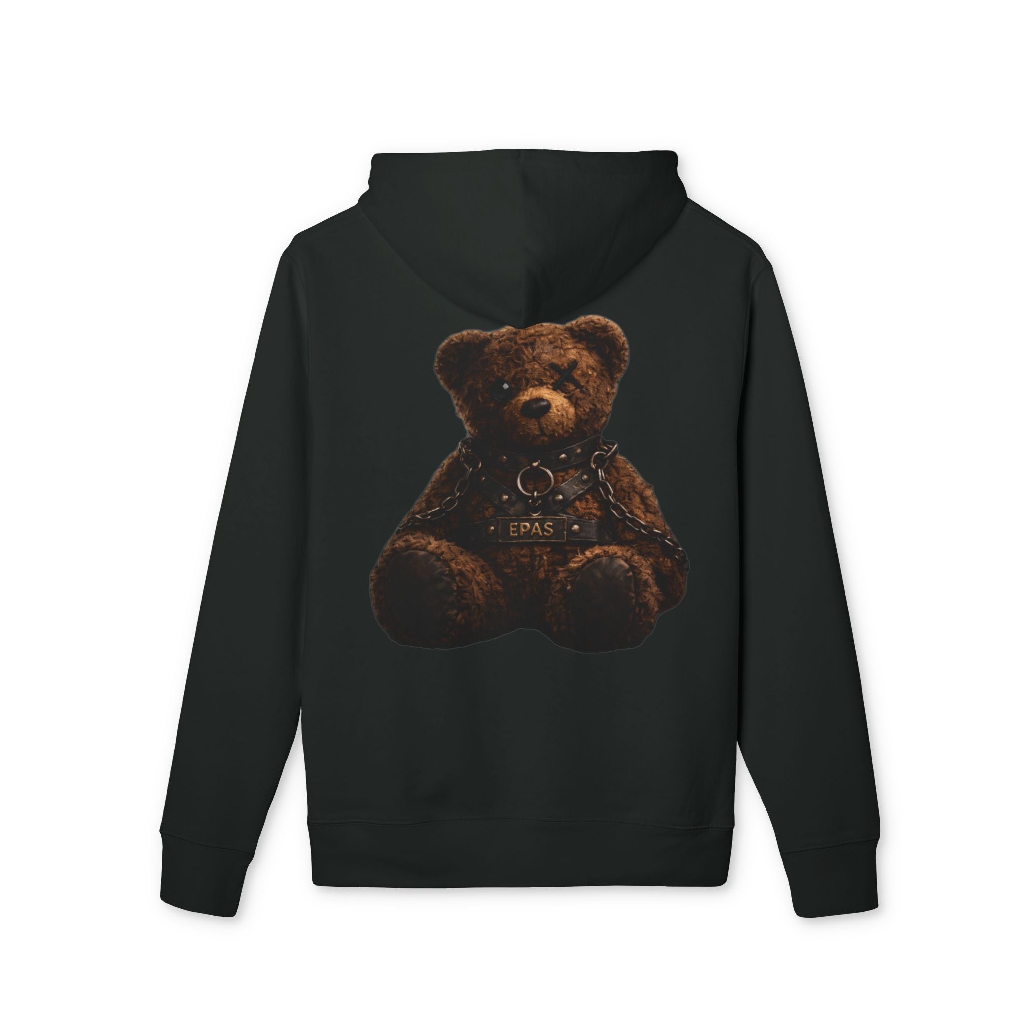 Teddy Bear Hoodie — Vintage Brown Plush Back Graphic, Cozy Streetwear Pullover
