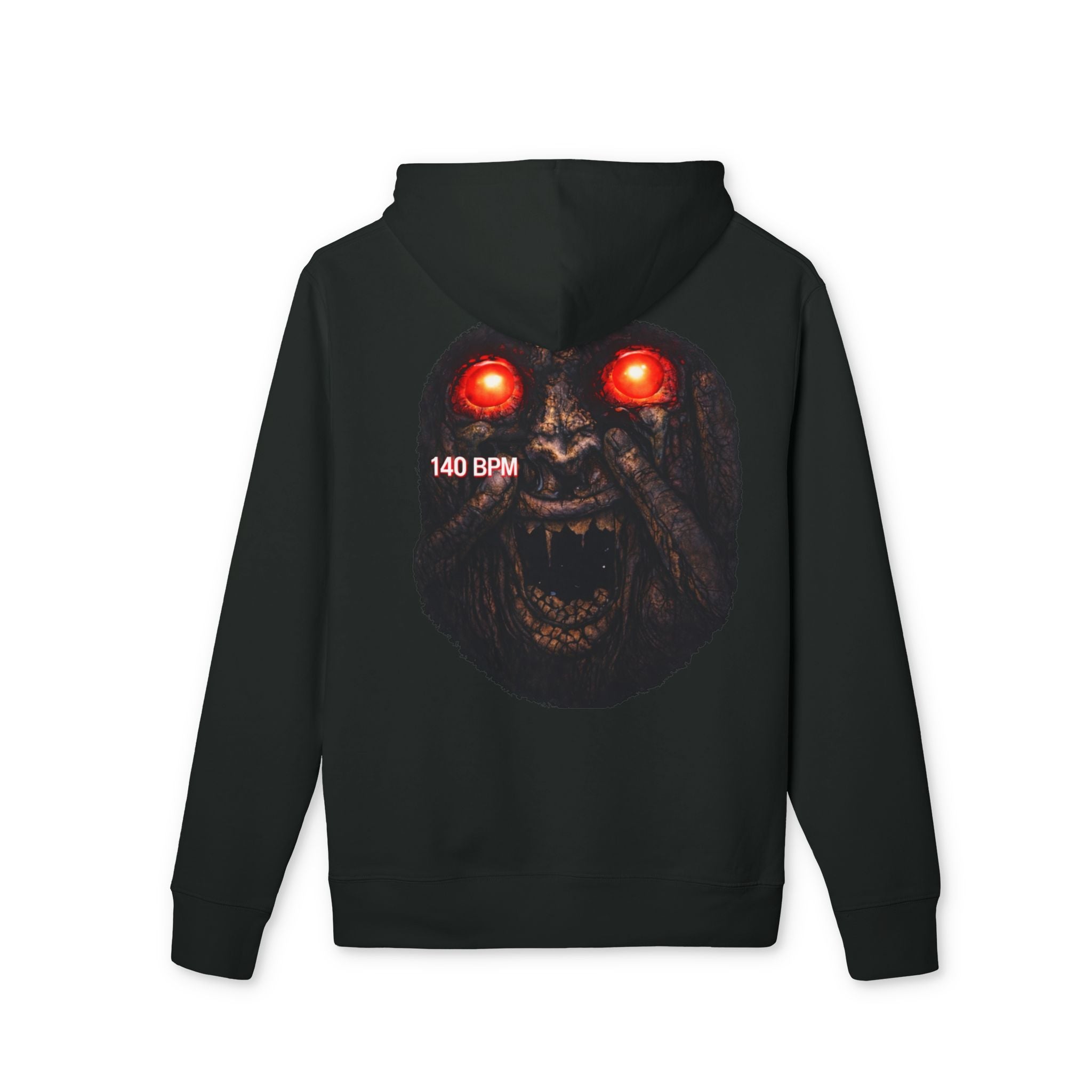 Hoodie — Glowing Red-Eye Demon Back Graphic Hoodie ("140 BPM")
